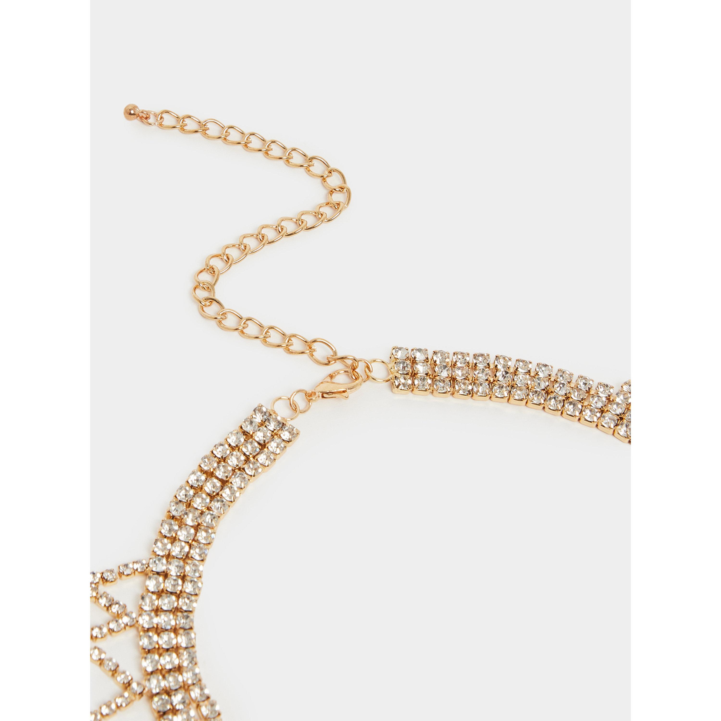 Styli Gold Tone Diamante Chain Necklace-women-watchesandjewellery-jewellery-necklacesandpendants-image-3