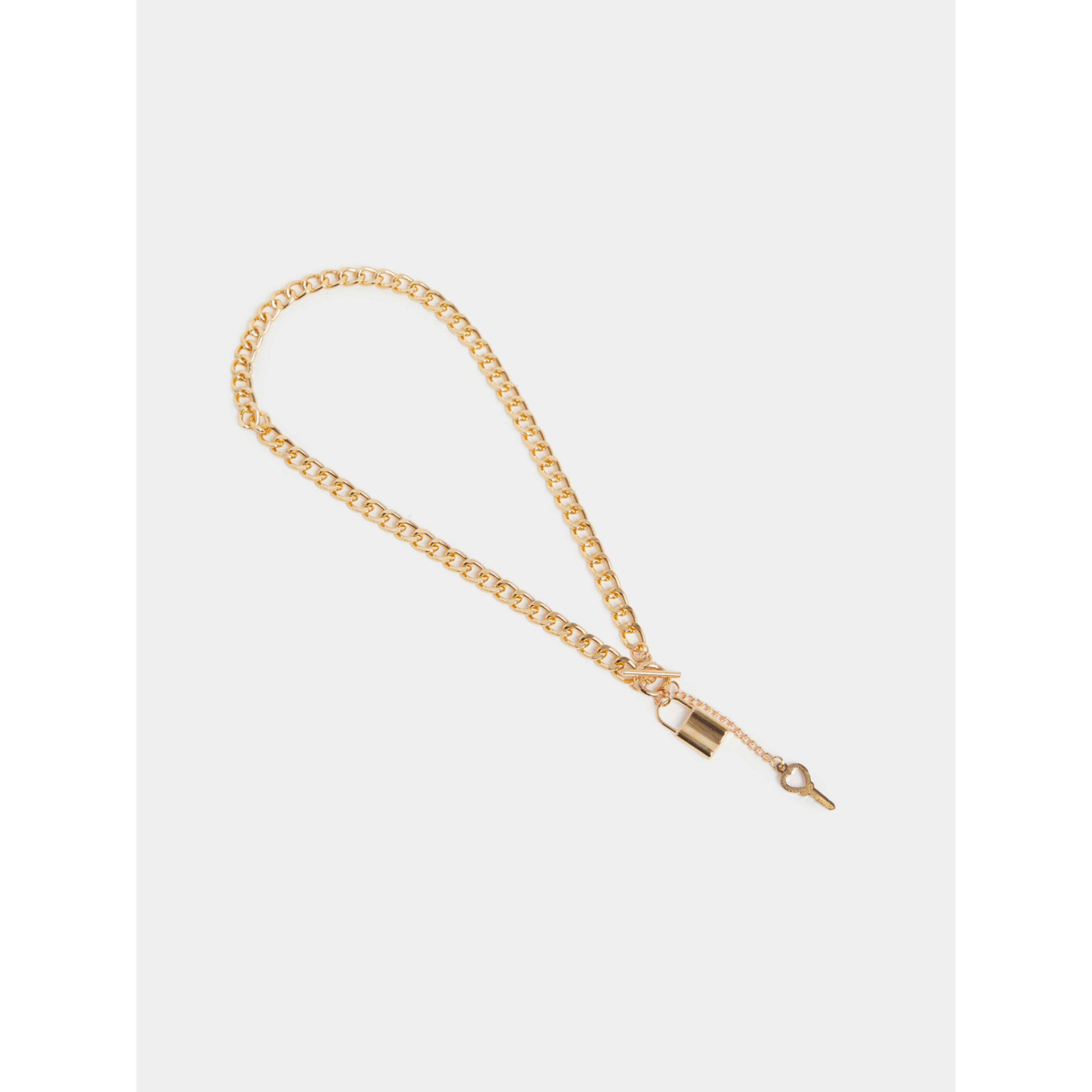 Styli Gold Chain Necklace with Lock and Key Charm-women-watchesandjewellery-jewellery-necklacesandpendants-image-2
