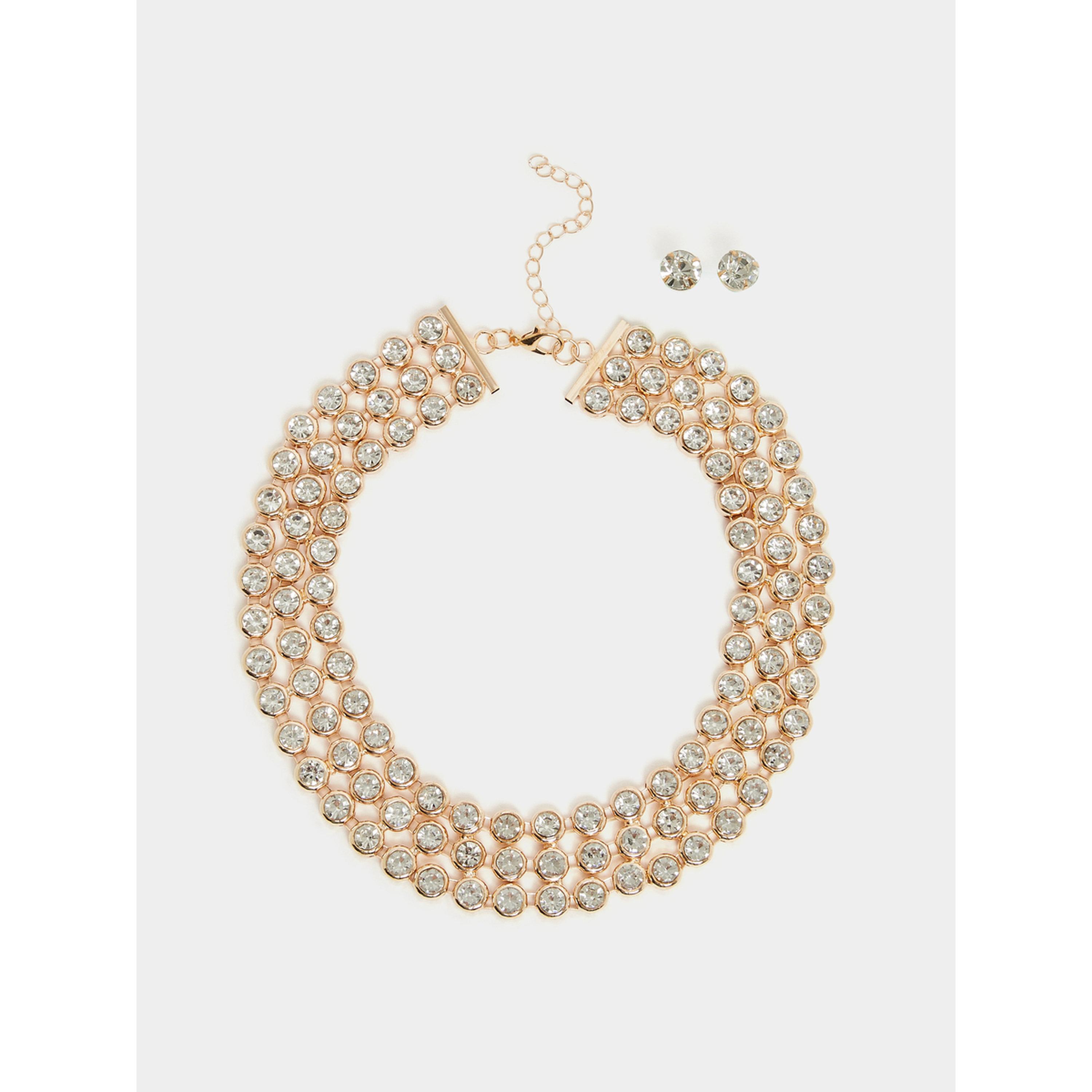 طقم عقد شوكر وأقراط مرصع بفصوص ذهبي-women-watchesandjewellery-jewellery-jewellerysets-image-1