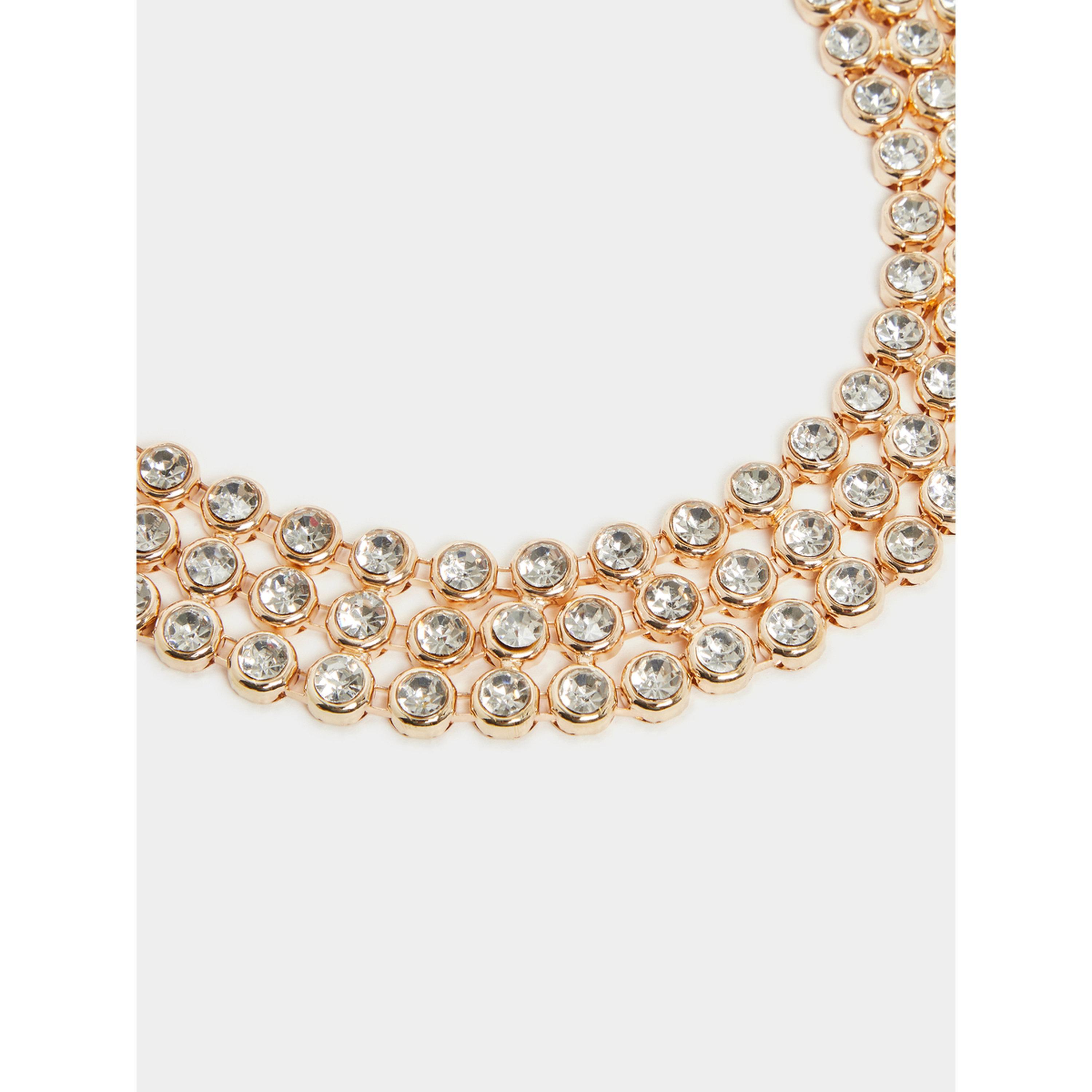 طقم عقد شوكر وأقراط مرصع بفصوص ذهبي-women-watchesandjewellery-jewellery-jewellerysets-image-3
