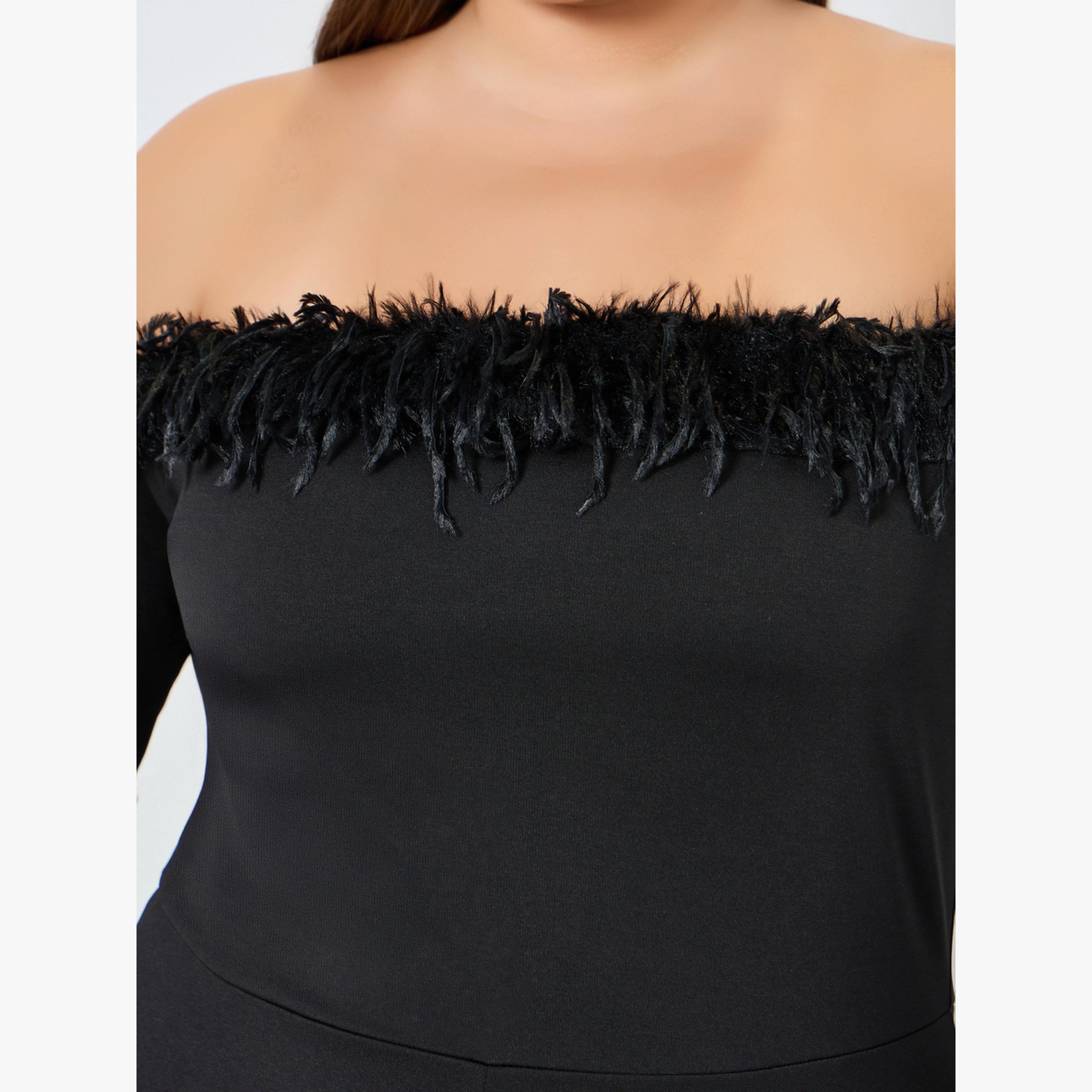 Styli Plus Size Black Off-Shoulder A-Line Maxi Dress-women-clothing-dresses-image-5
