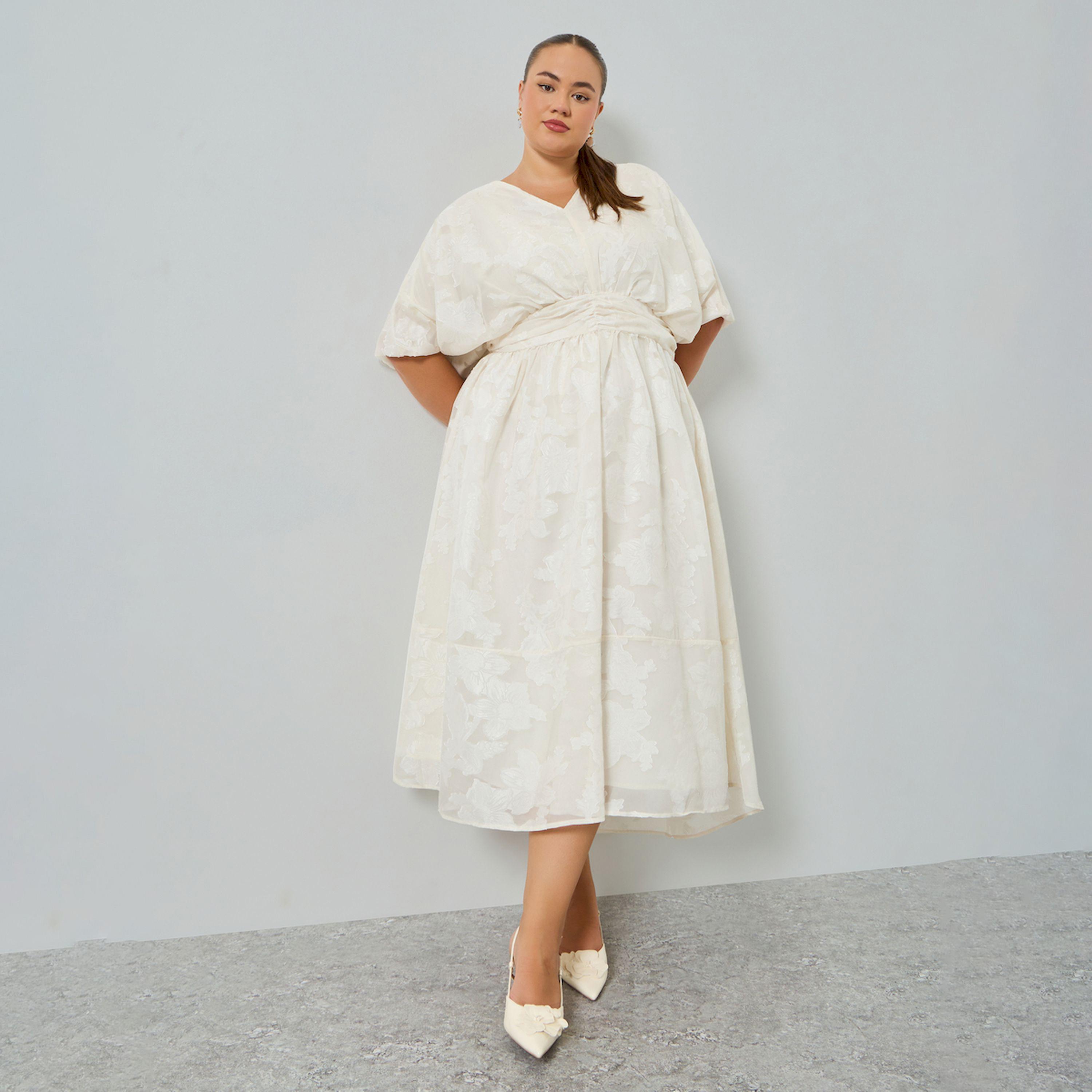 فستان ميدي مقاس كبير بحافة واسعة-women-clothing-dresses-image-1