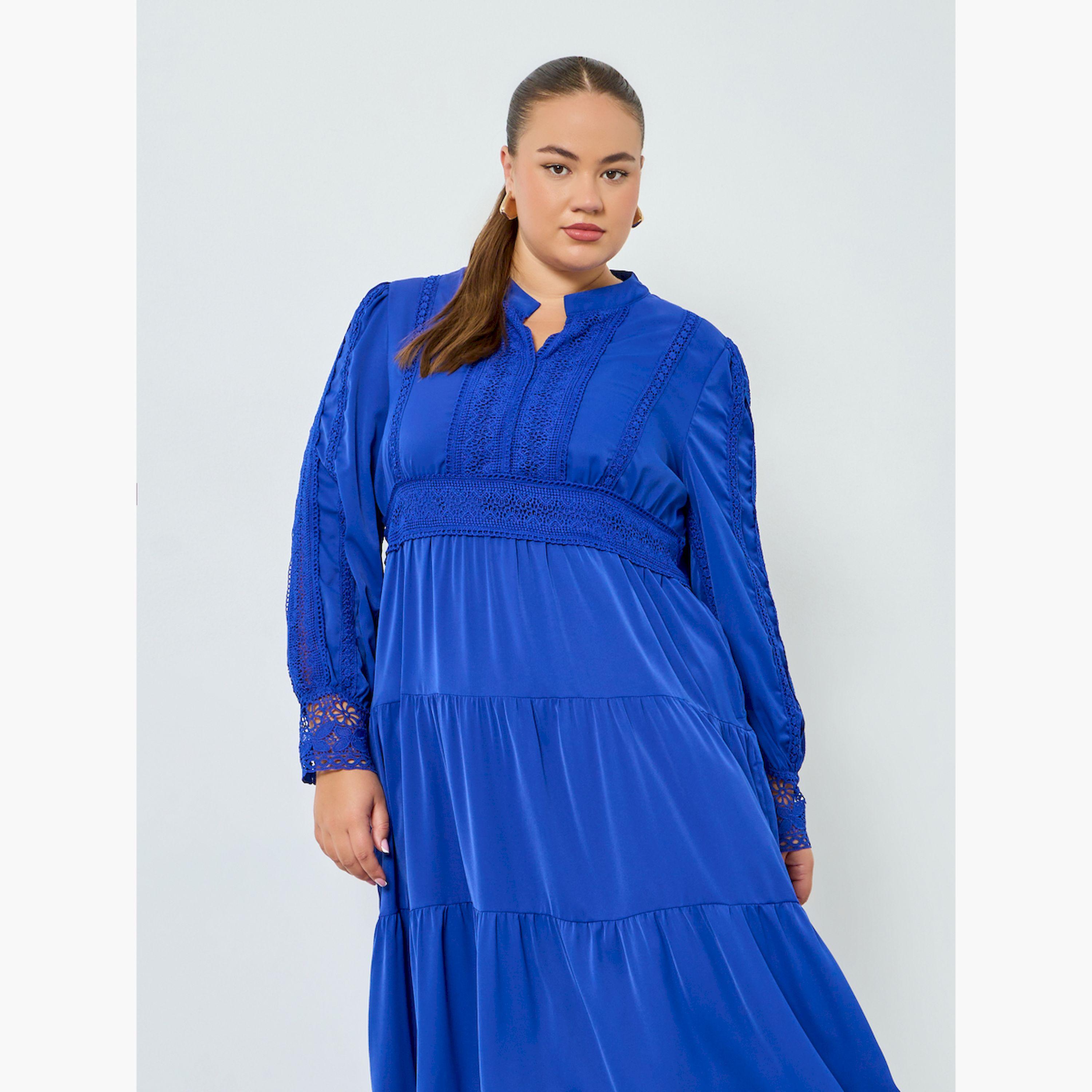فستان طويل مقاس كبير بطبقات وأكمام طويلة-women-clothing-dresses-image-2
