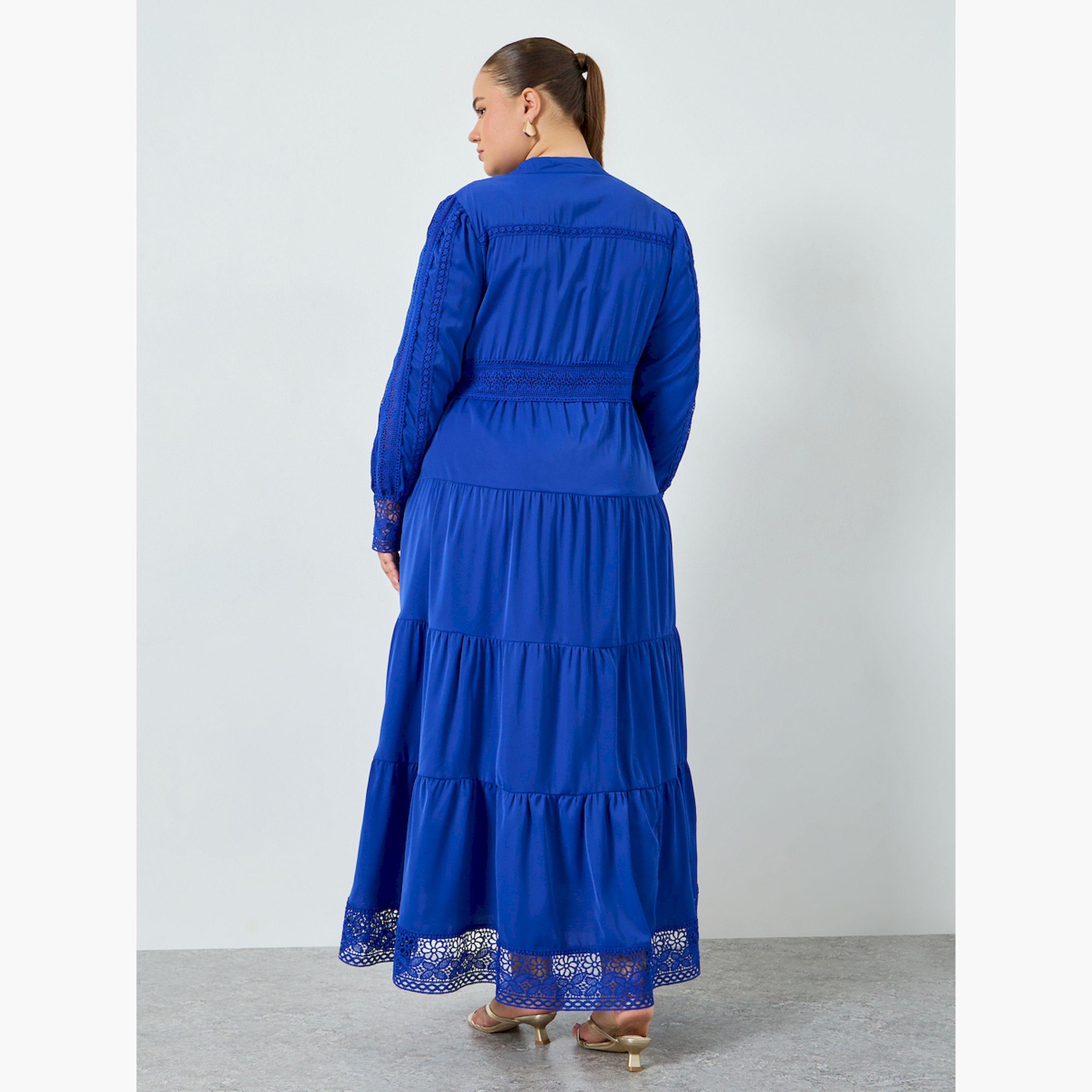 فستان طويل مقاس كبير بطبقات وأكمام طويلة-women-clothing-dresses-image-4