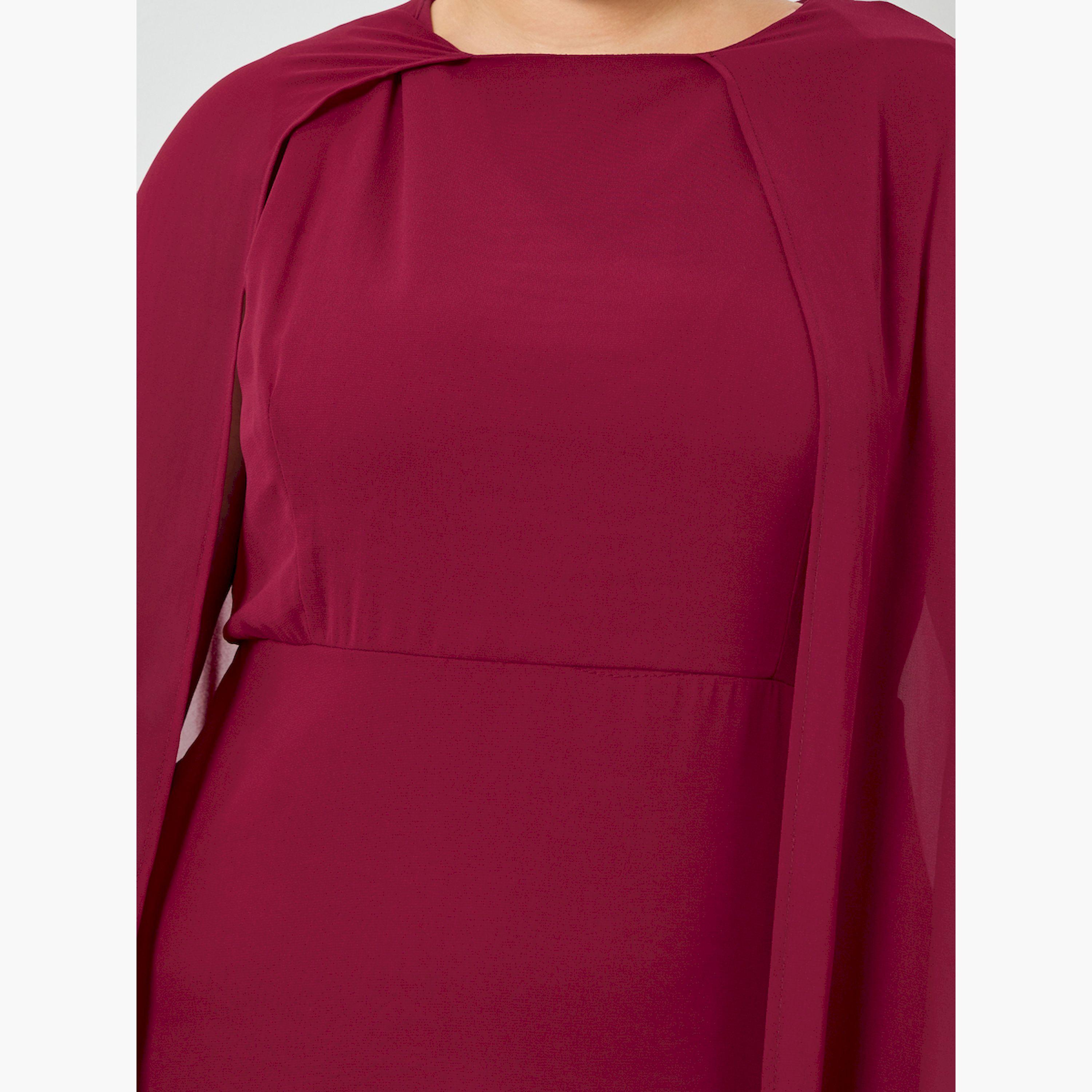 فستان طويل مقاس كبير بأكمام كيب-women-clothing-dresses-image-5
