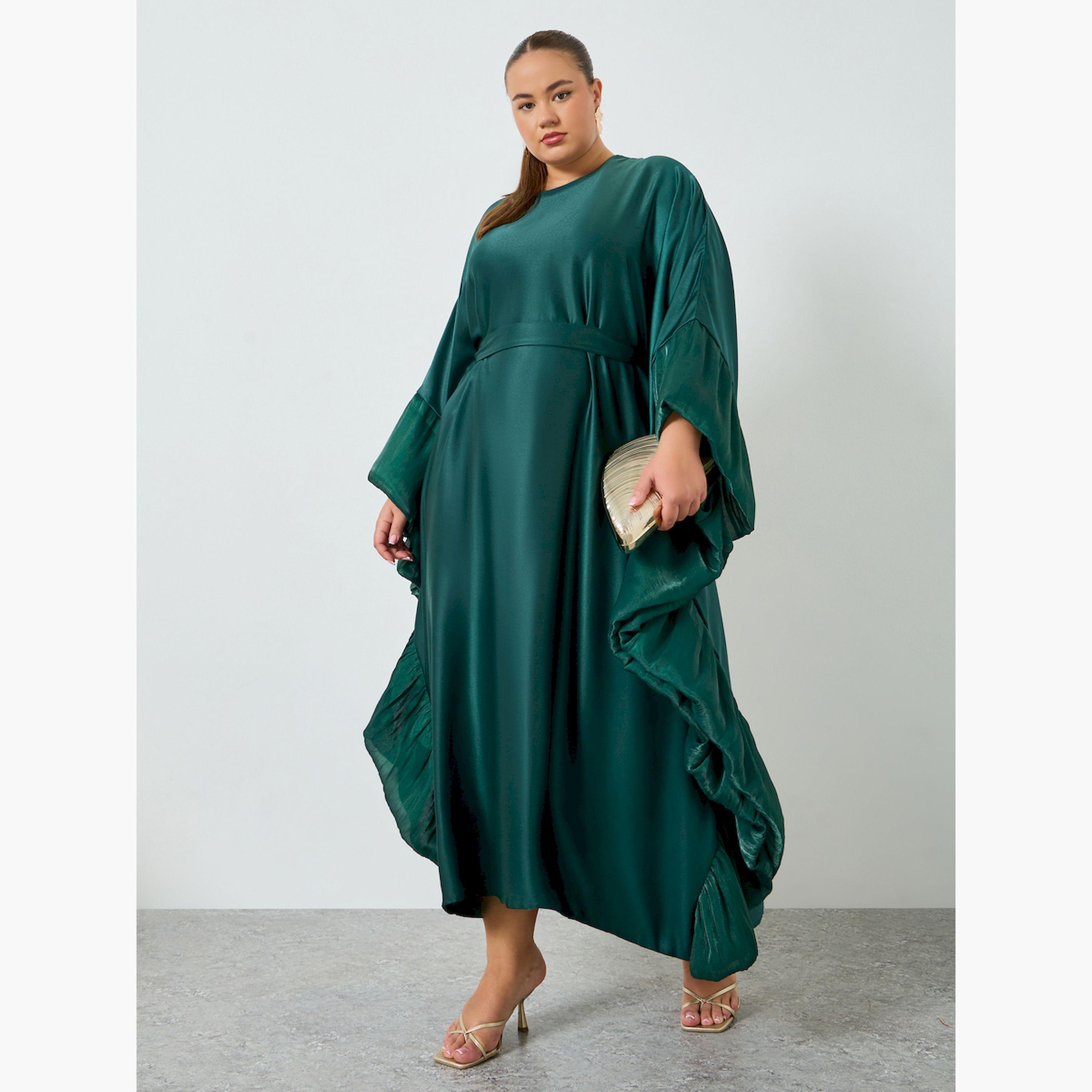 قفطان ماكسي بأكمام بكشكش بمقاس كبير-women-clothing-dresses-image-3