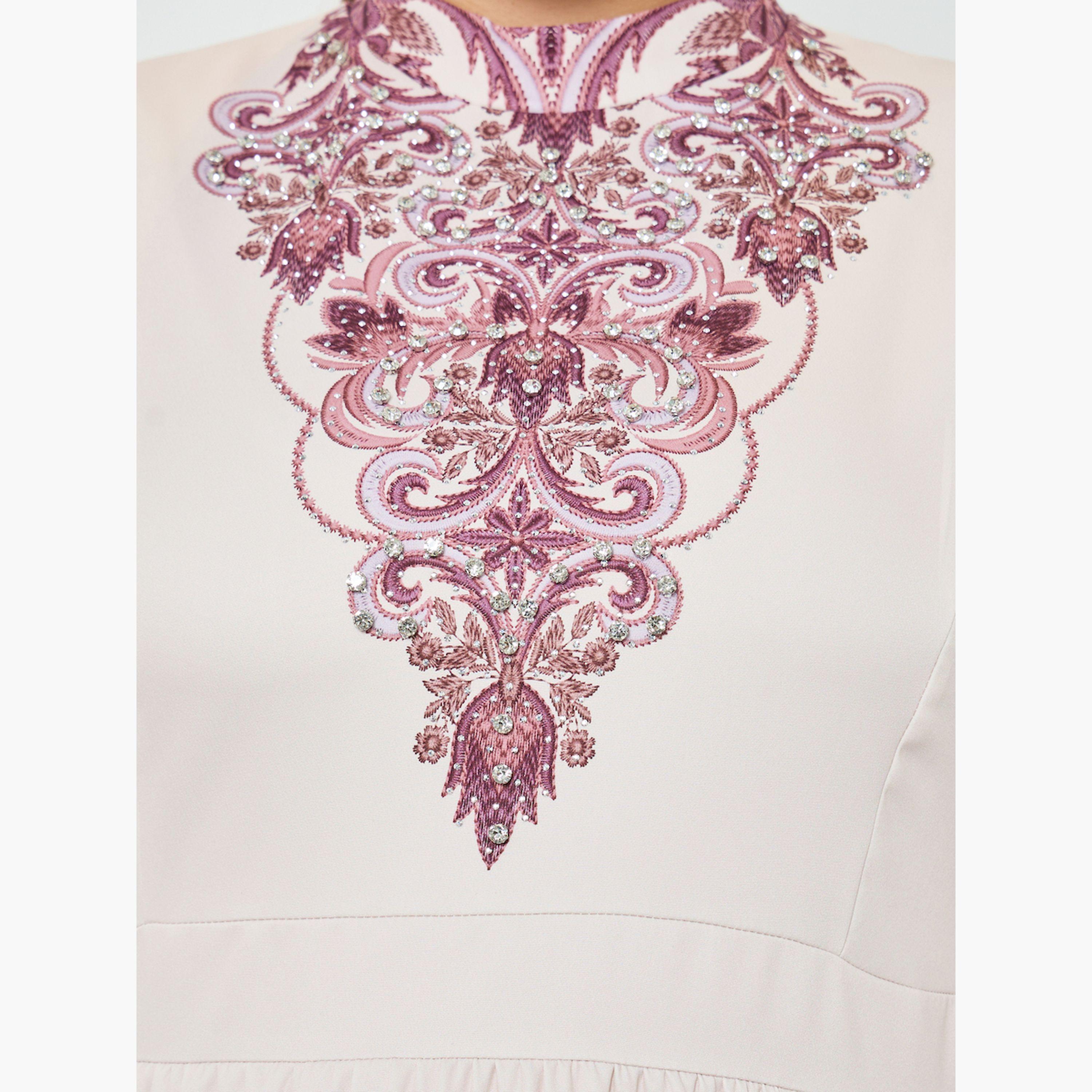 فستان طويل مقاس كبير بنقشة زهور وحافة واسعة-women-clothing-dresses-image-5