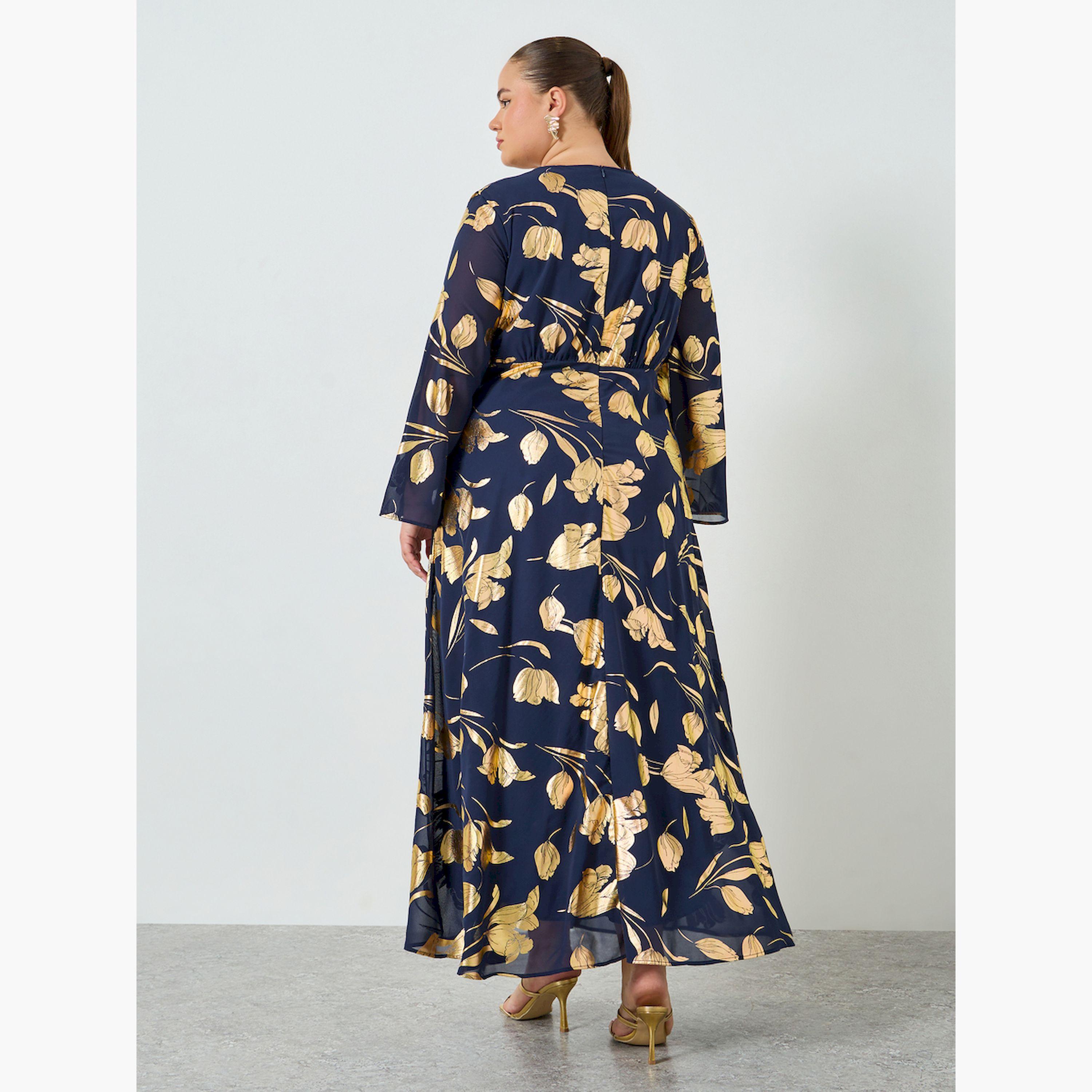 Styli Plus Size Floral Printed A-Line Maxi Skirt-women-clothing-dresses-image-4