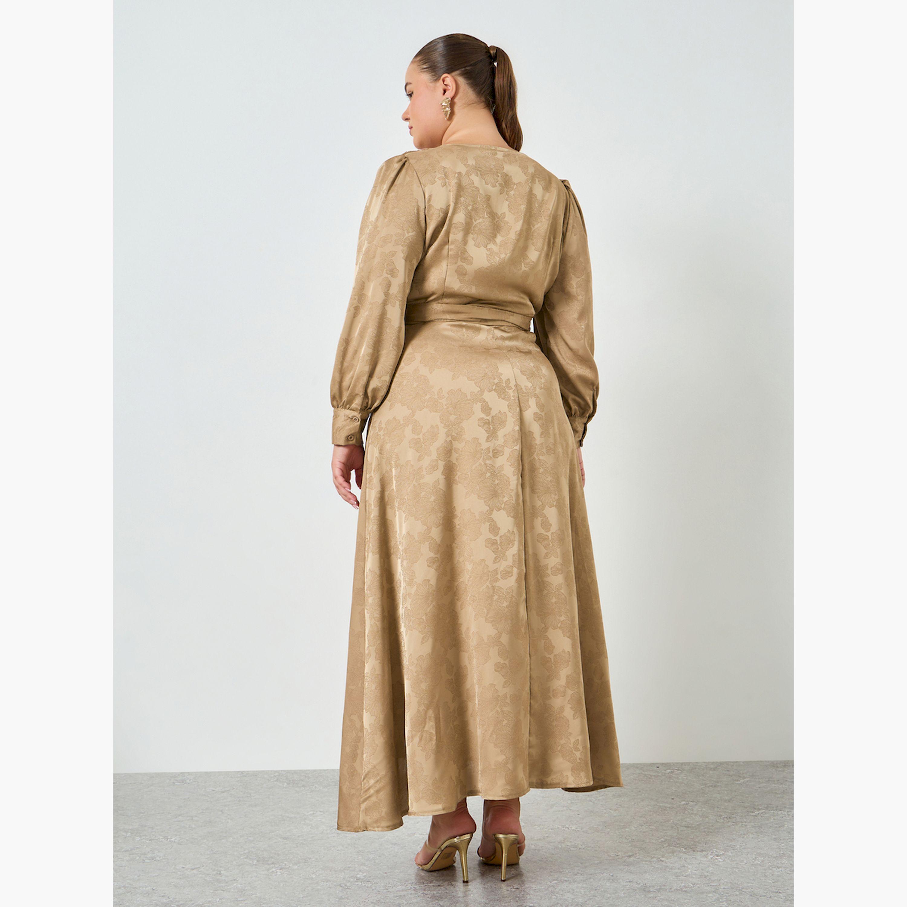 فستان ماكسي بنمط لف وأكمام طويلة بمقاس كبير-women-clothing-dresses-image-4