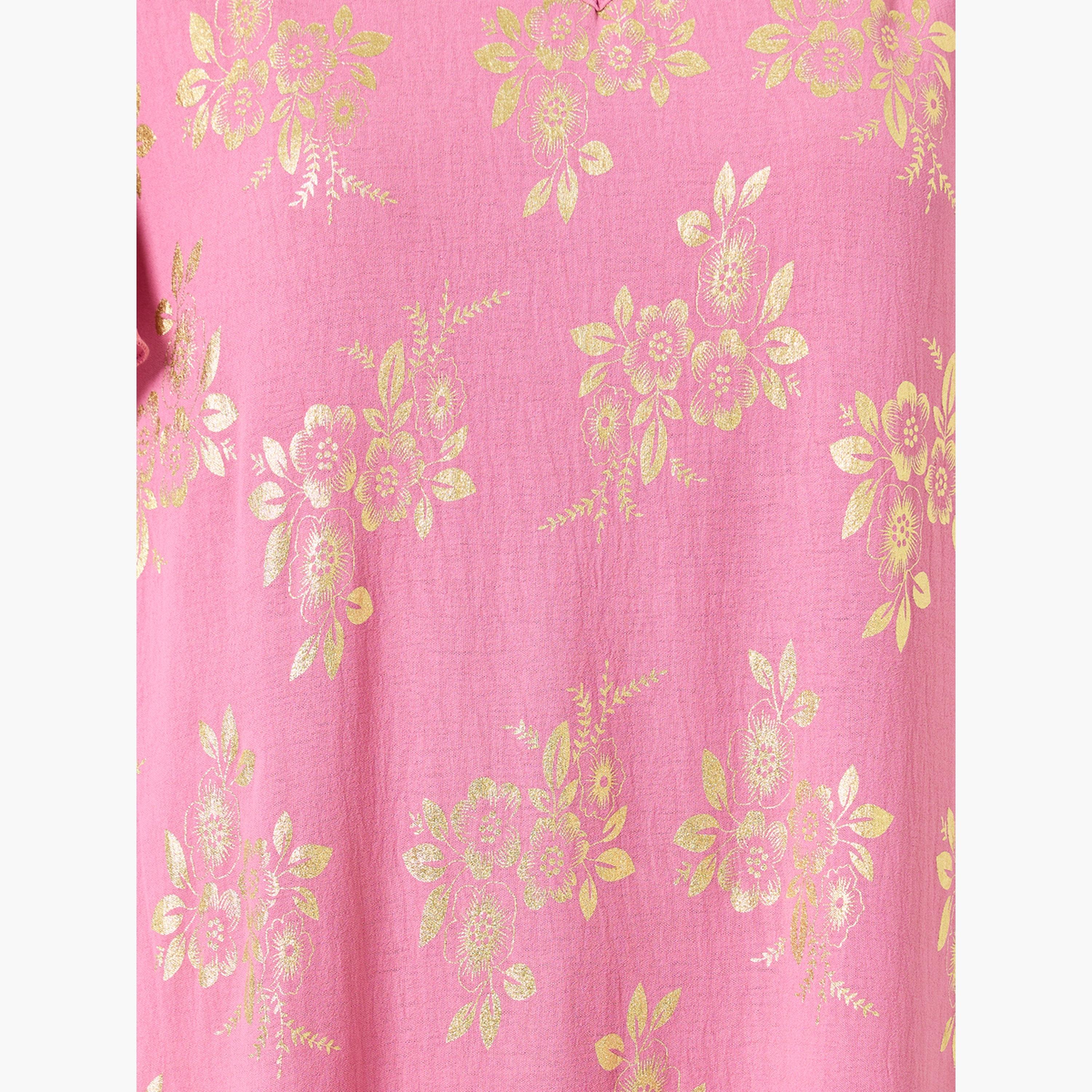Take Two Women Floral Printed Short Sleeve Jalabiya-women-arabicclothing-jalabiyas-image-4