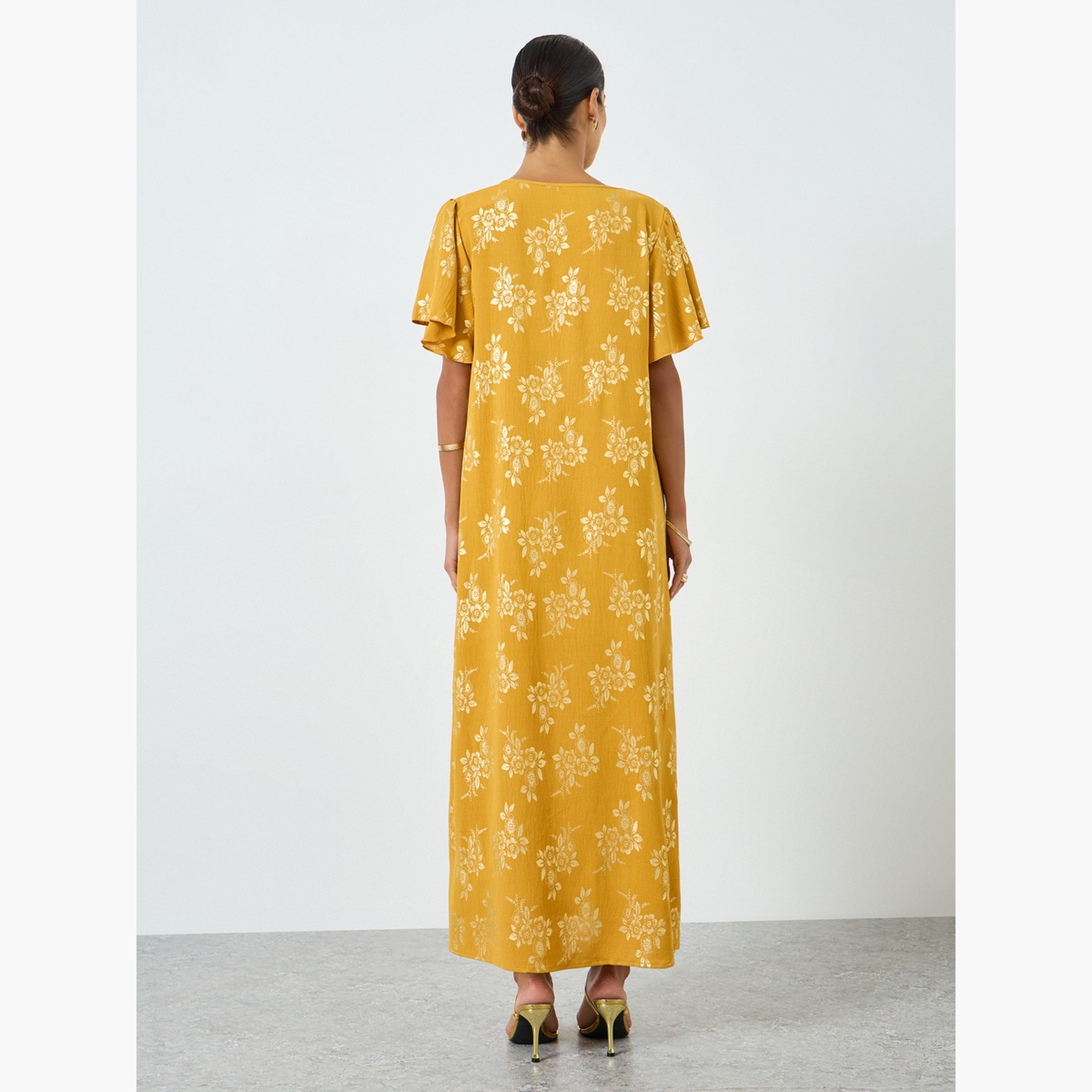 Take Two Women Floral Printed Short Sleeve Jalabiya-women-arabicclothing-jalabiyas-image-5