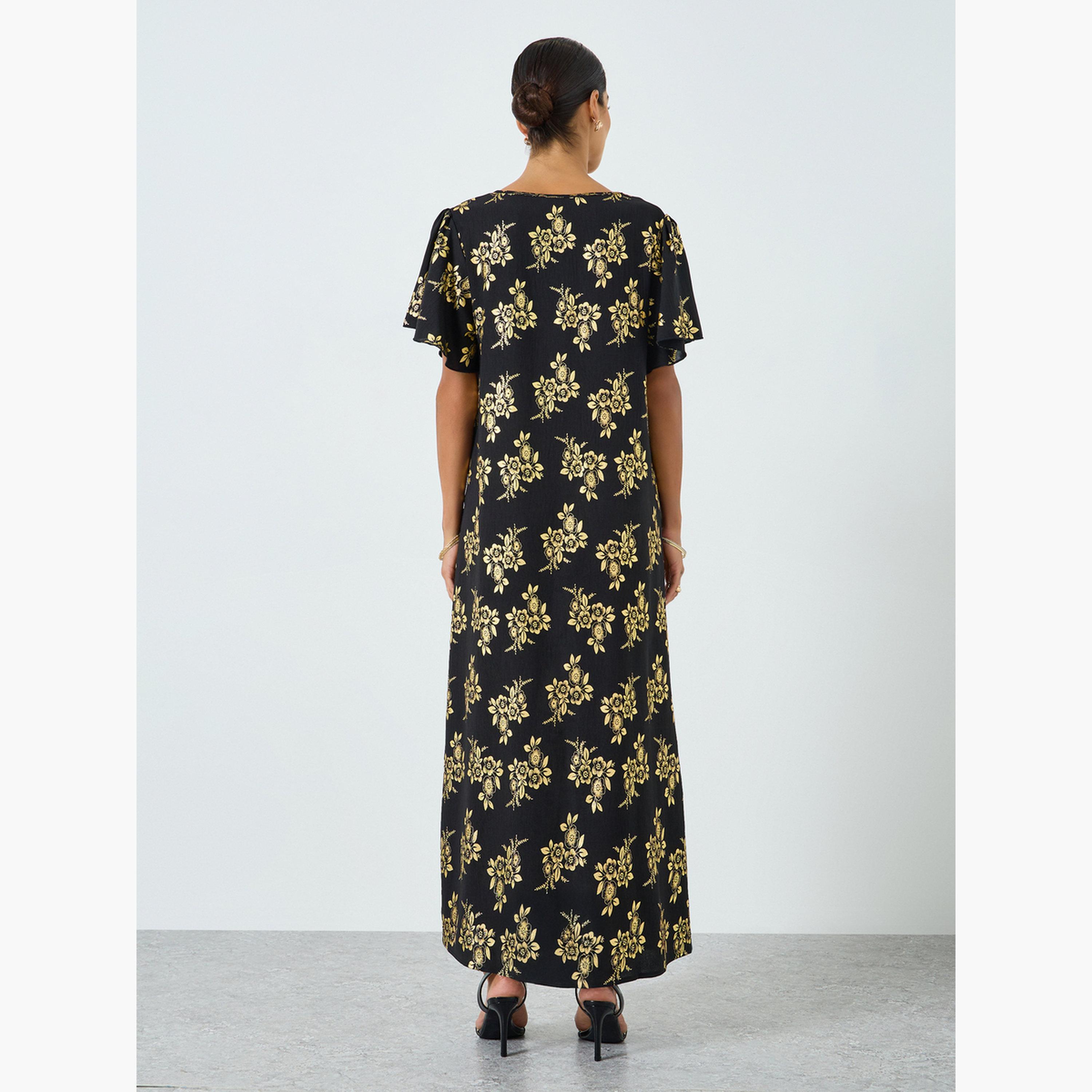 Take Two Women Floral Printed Short Sleeve Jalabiya-women-arabicclothing-jalabiyas-image-5
