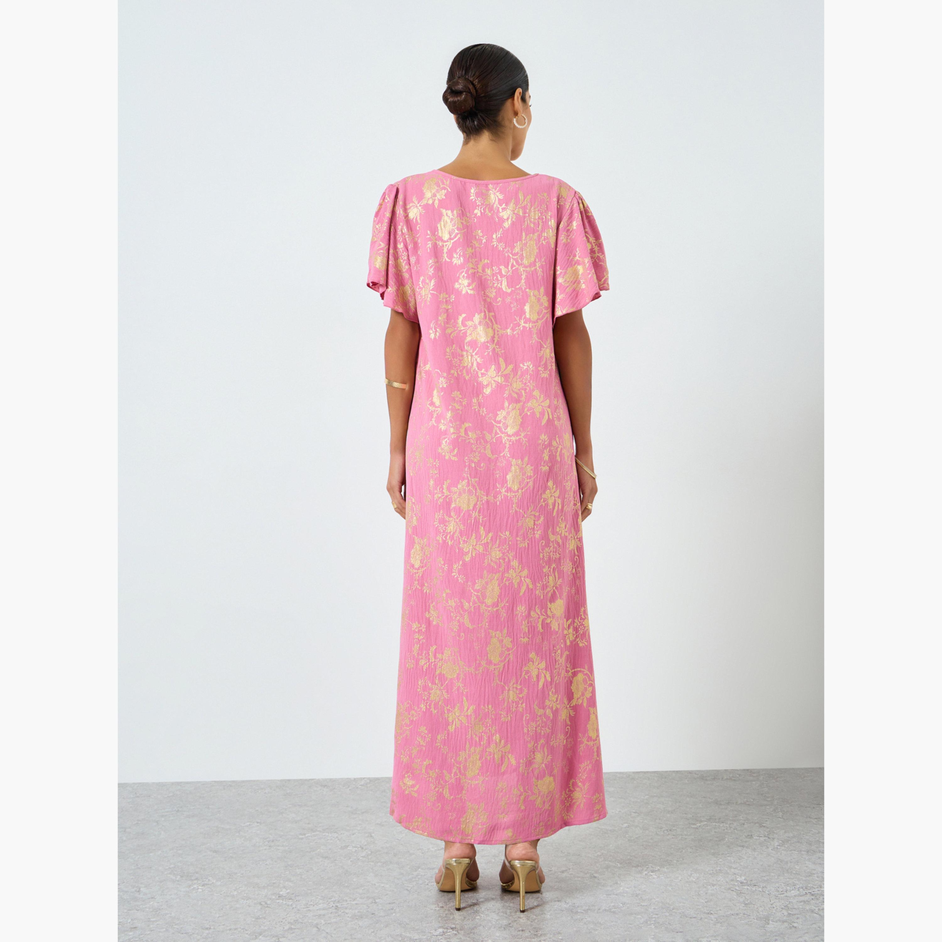 Take Two Women Floral Printed Short Sleeve Jalabiya-women-arabicclothing-jalabiyas-image-5