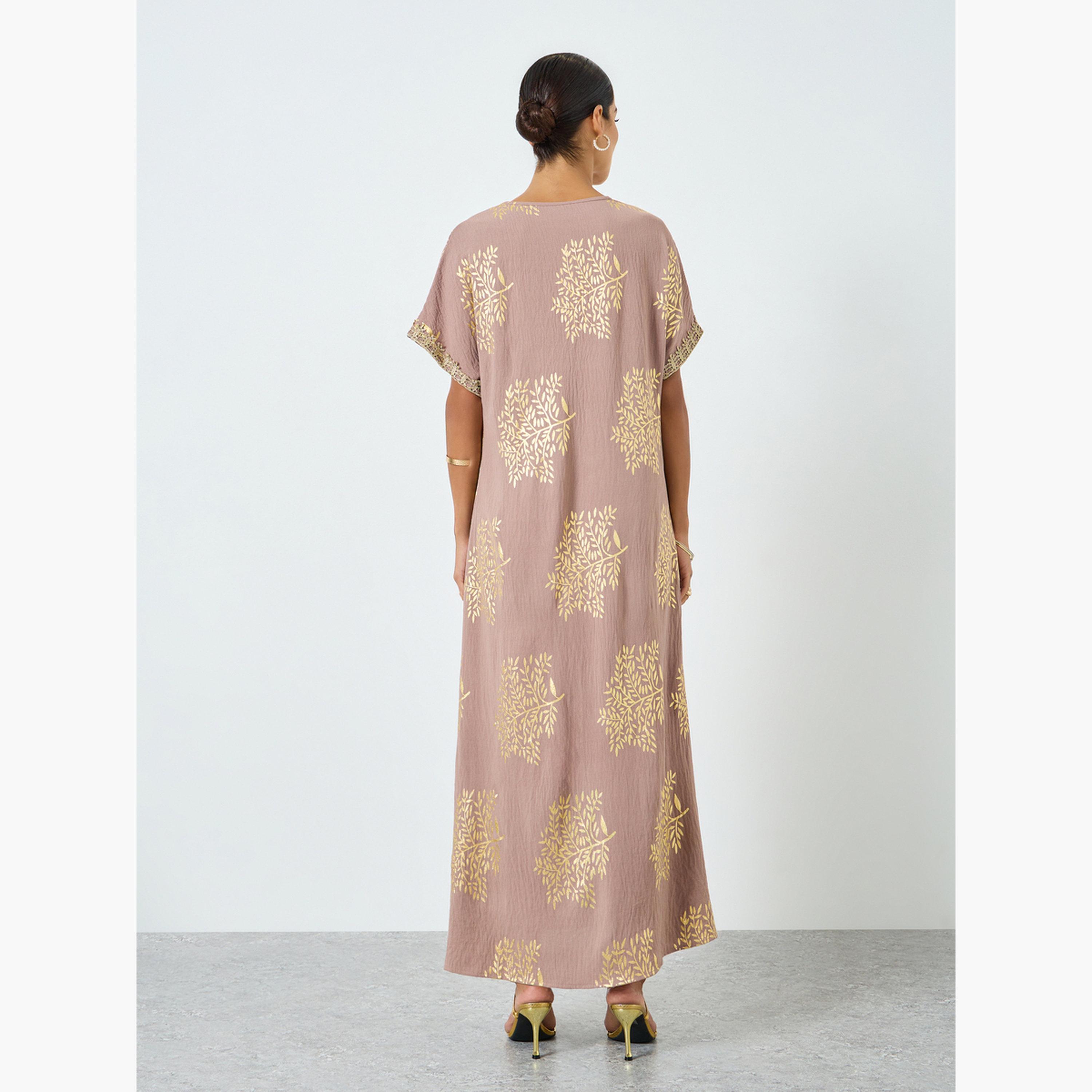 جلابية بطبعة شجر وتفاصيل ذهبية-women-arabicclothing-jalabiyas-image-5