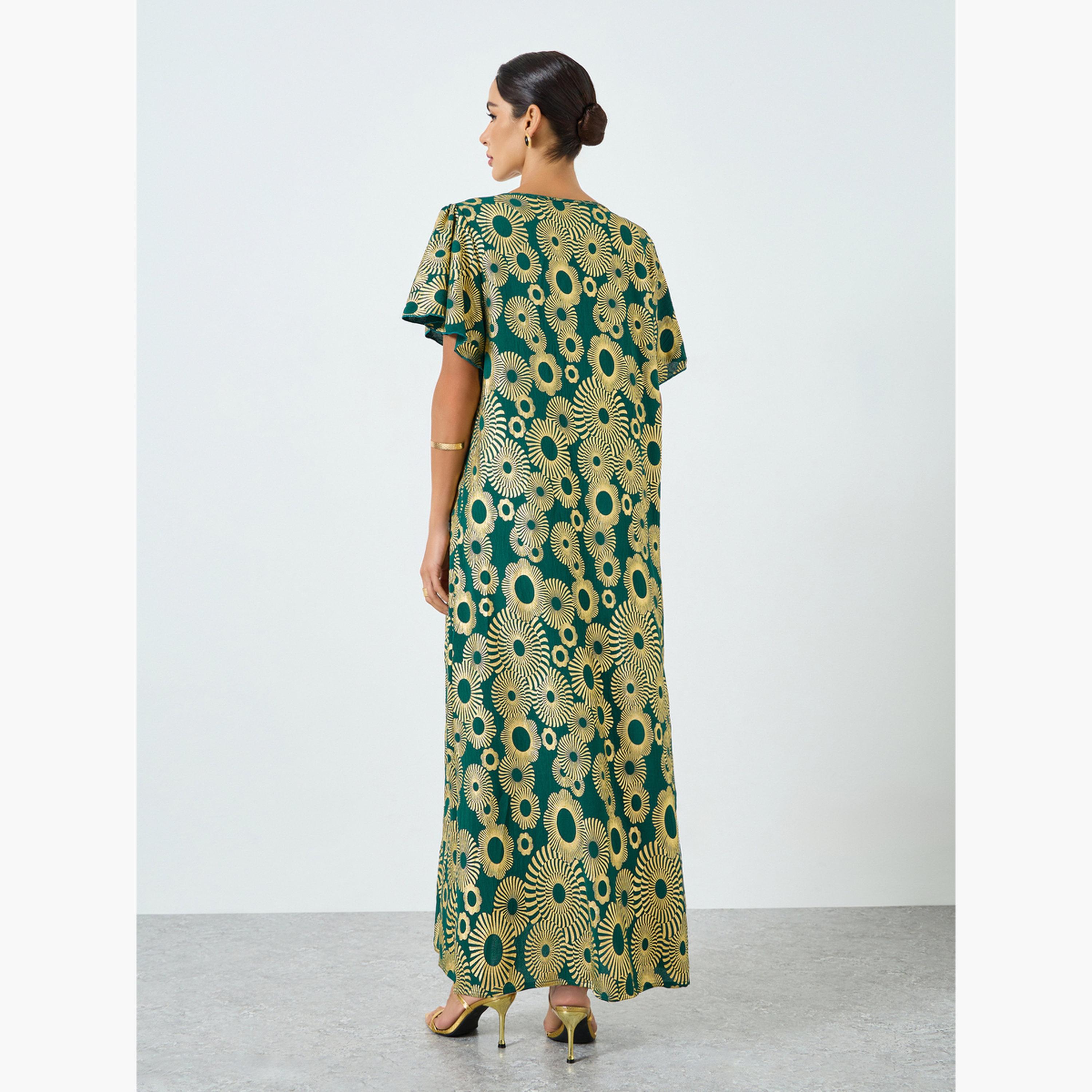Take Two Women Graphic Printed Short Sleeve Jalabiya-women-arabicclothing-jalabiyas-image-5