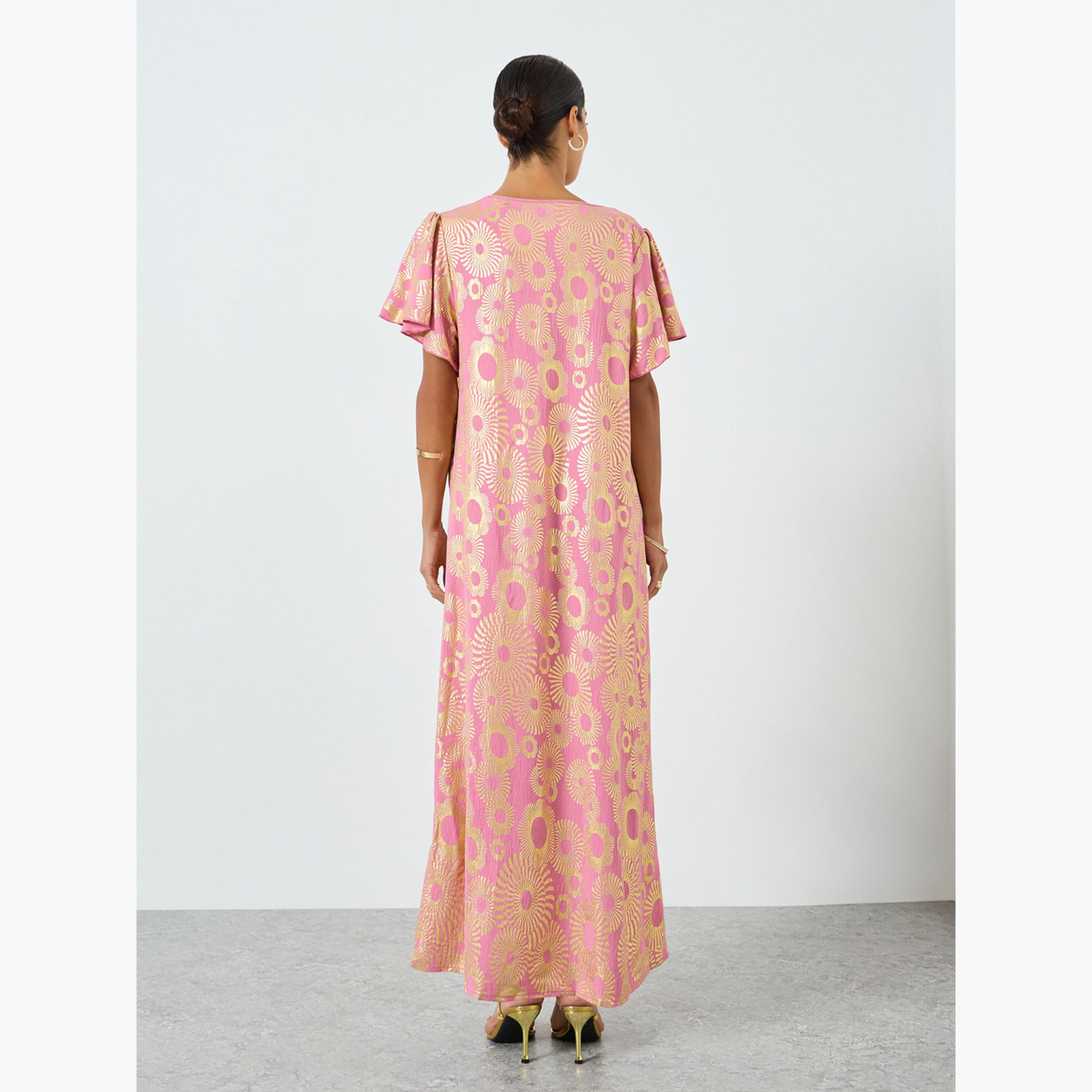 Take Two Women Graphic Printed Short Sleeve Jalabiya-women-arabicclothing-jalabiyas-image-5