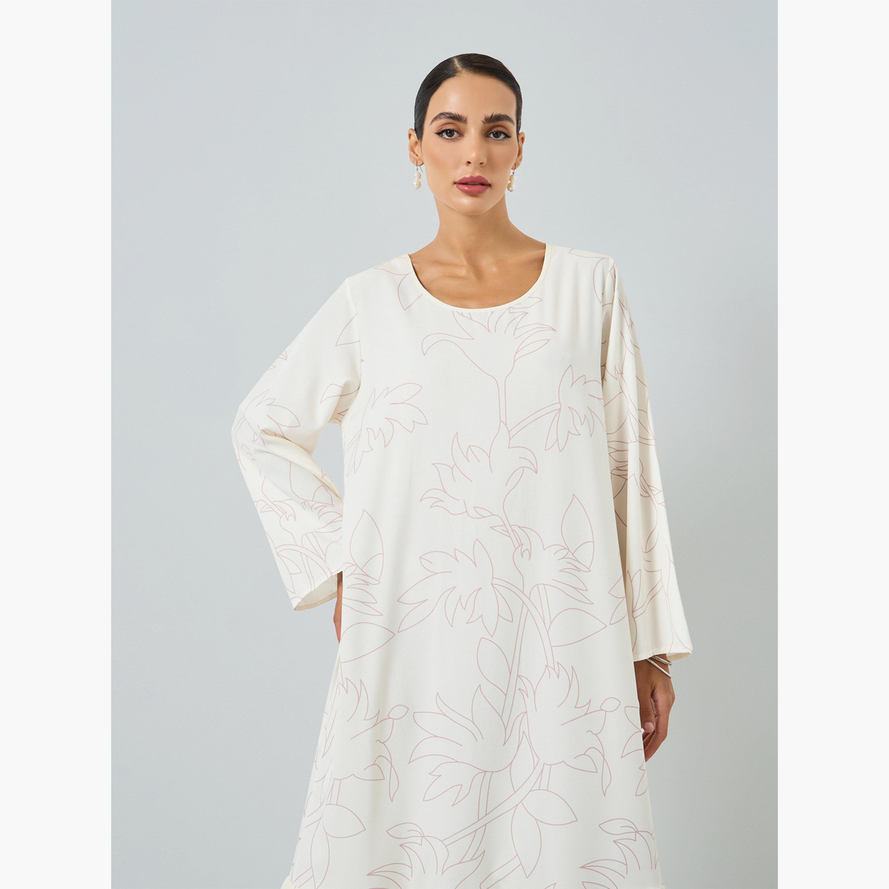 Take Two Women Floral Printed Tiered A-Line Jalabiya-women-arabicclothing-jalabiyas-image-2
