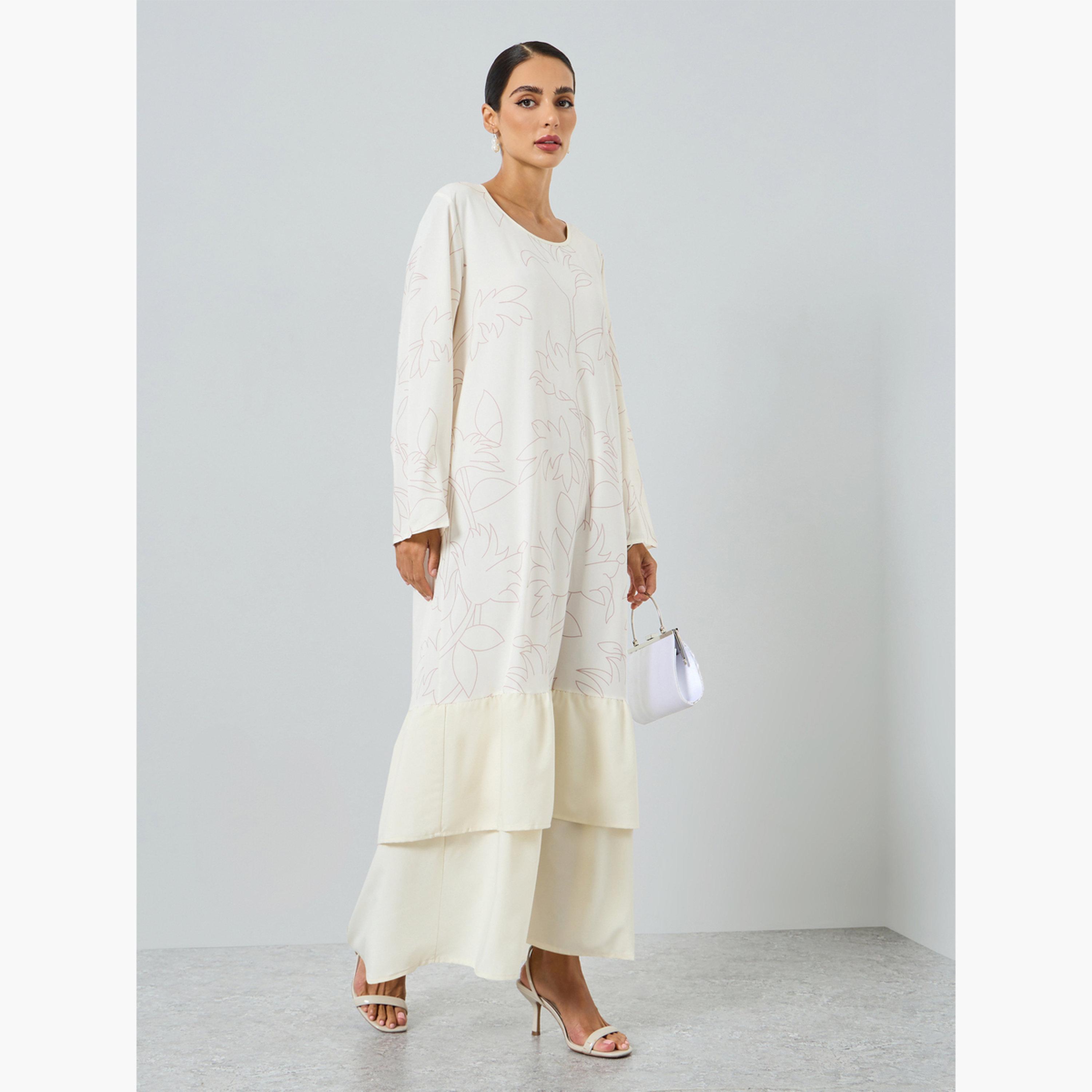Take Two Women Floral Printed Tiered A-Line Jalabiya-women-arabicclothing-jalabiyas-image-3