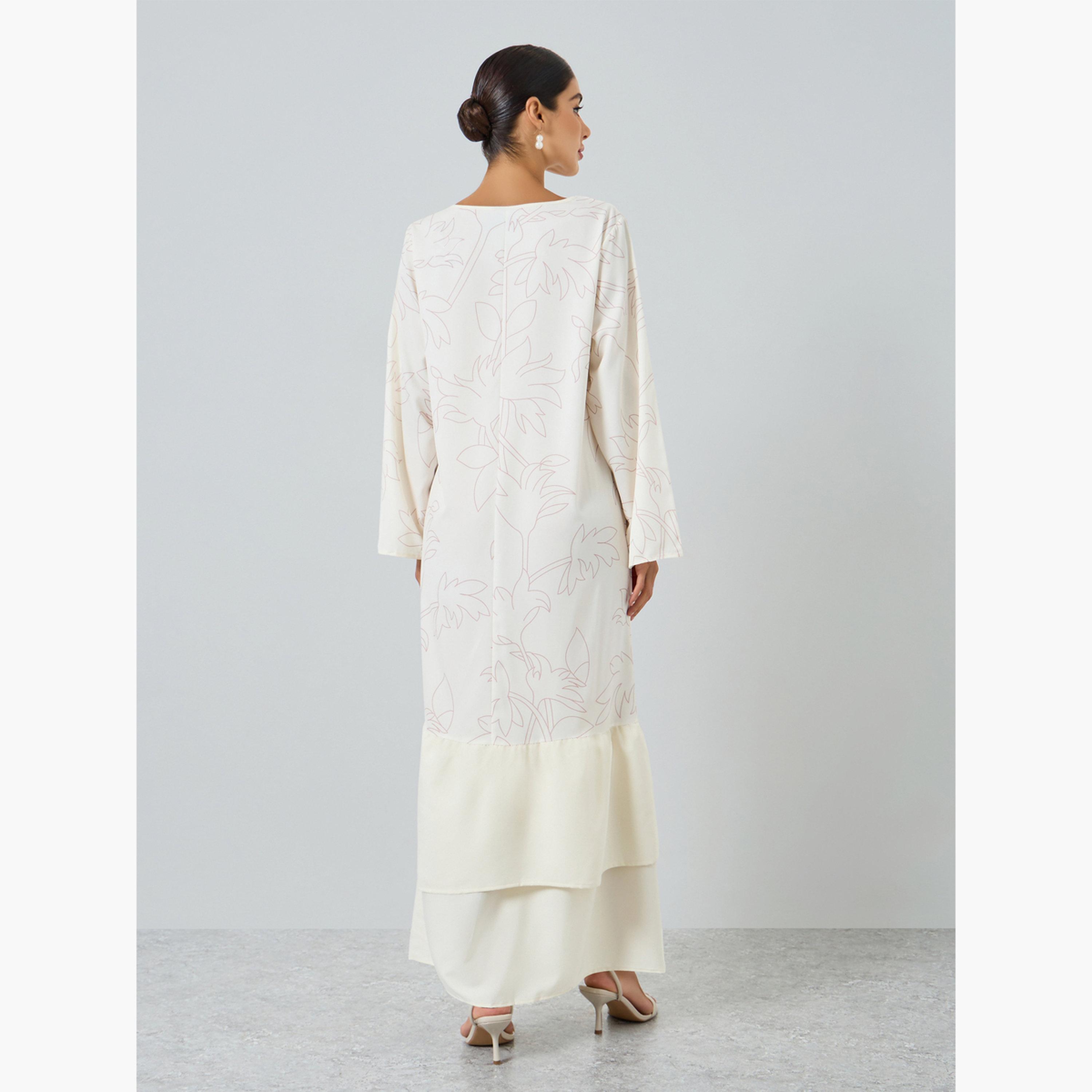 Take Two Women Floral Printed Tiered A-Line Jalabiya-women-arabicclothing-jalabiyas-image-5