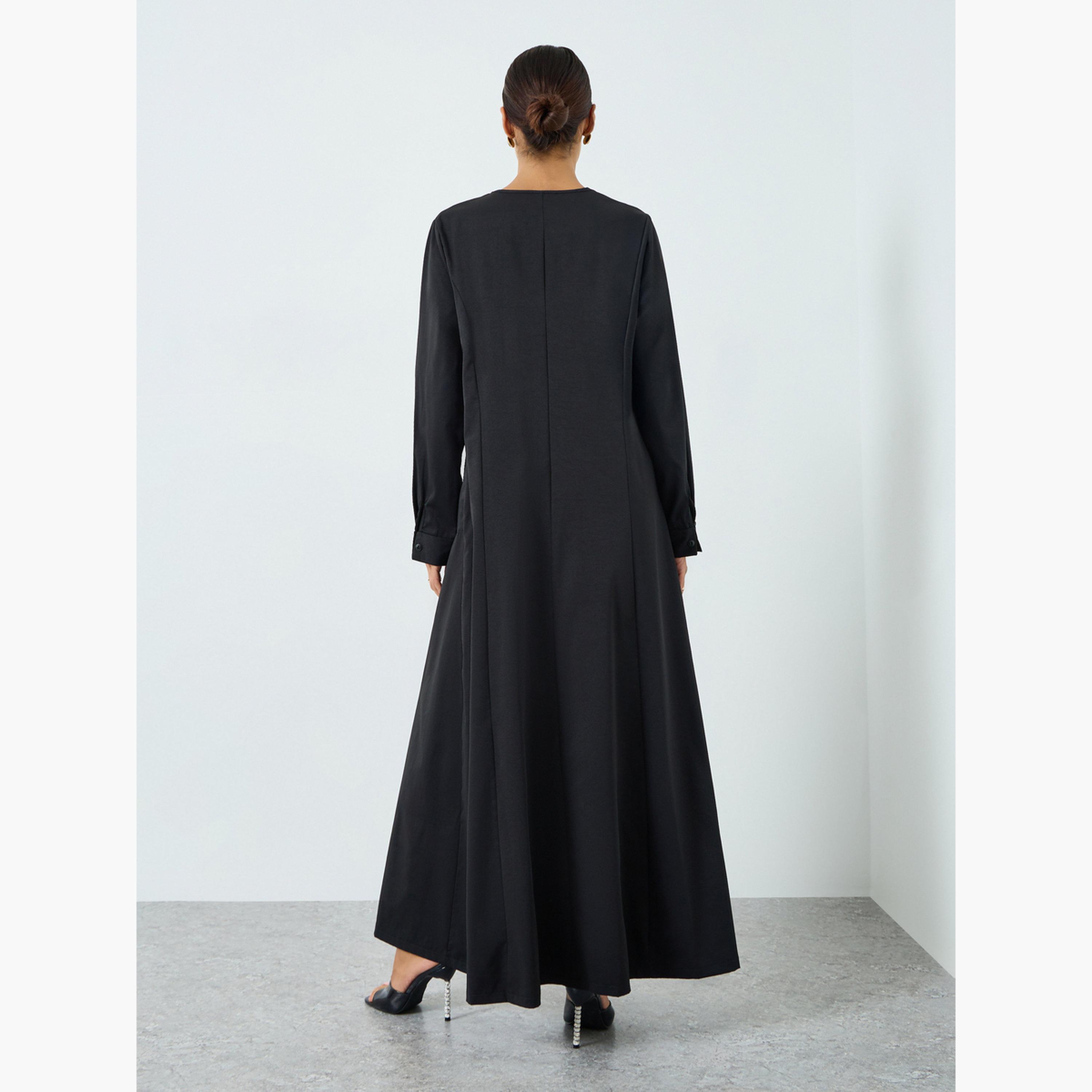 Take Two Women Black Button Front Long Sleeve Jalabiya-women-arabicclothing-jalabiyas-image-5