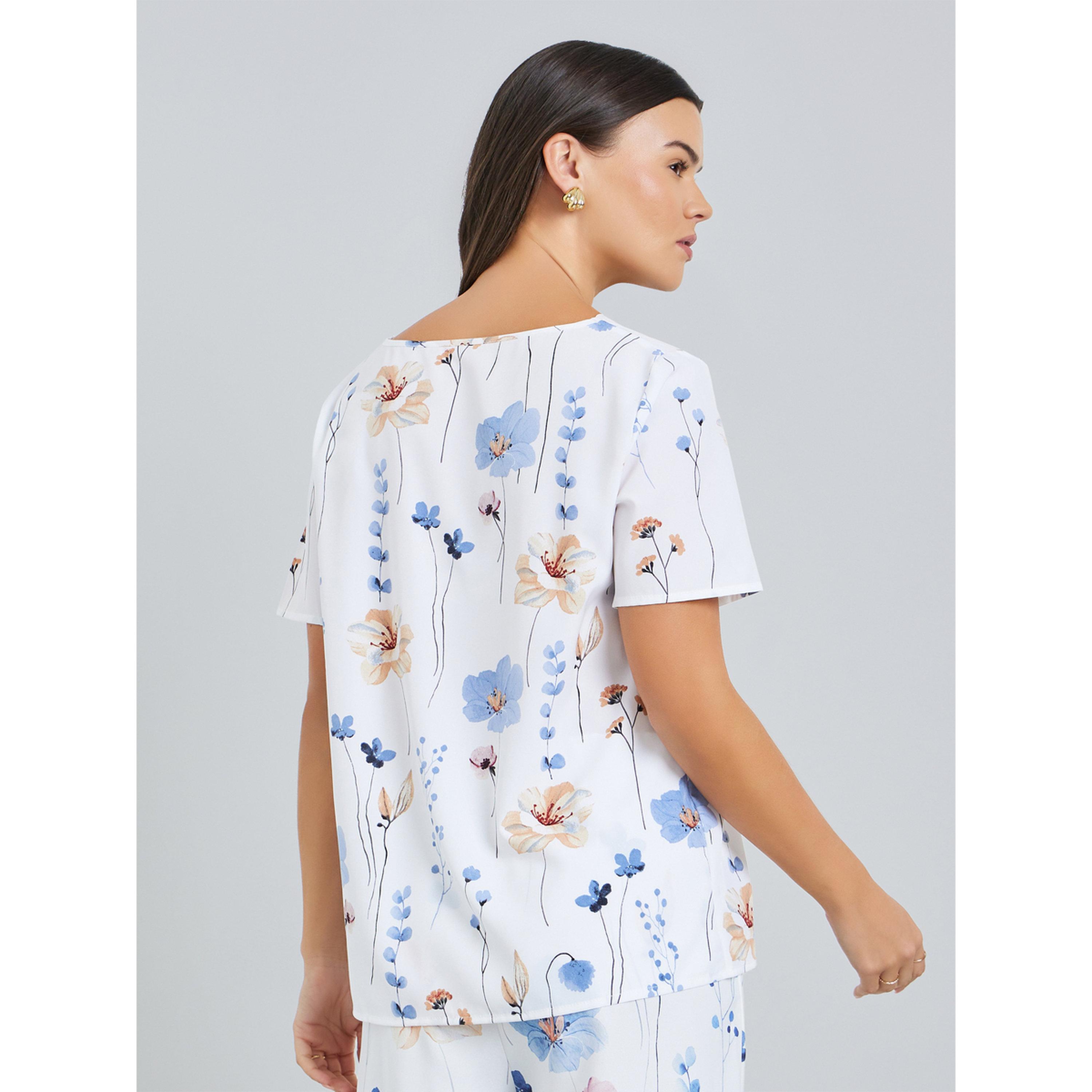 Take Two Women White Floral Print Short Sleeve Top-women-clothing-shirtsandblouses-blouses-image-4