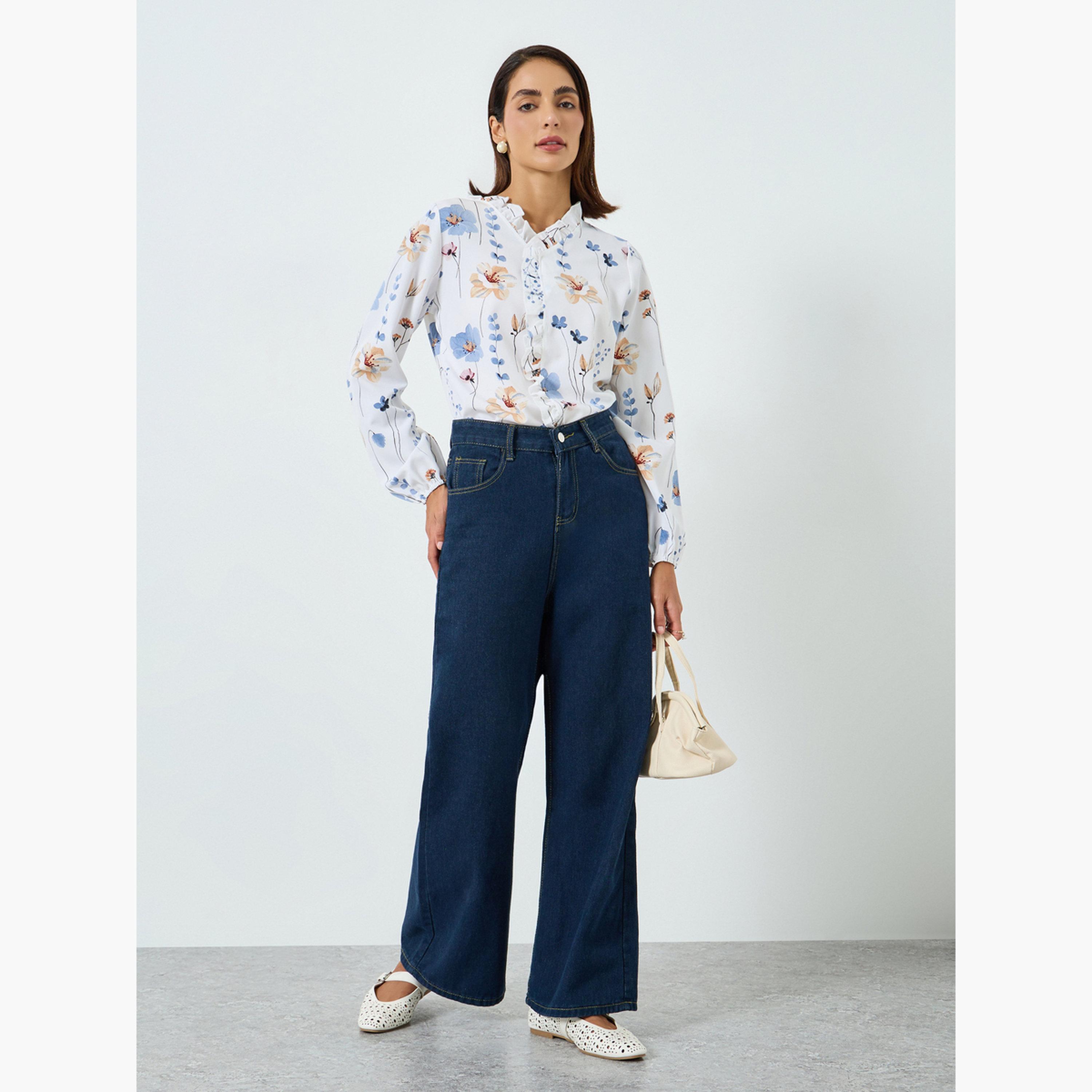 Take Two Women Floral Printed Ruffled Trim Top-women-clothing-shirtsandblouses-blouses-image-2