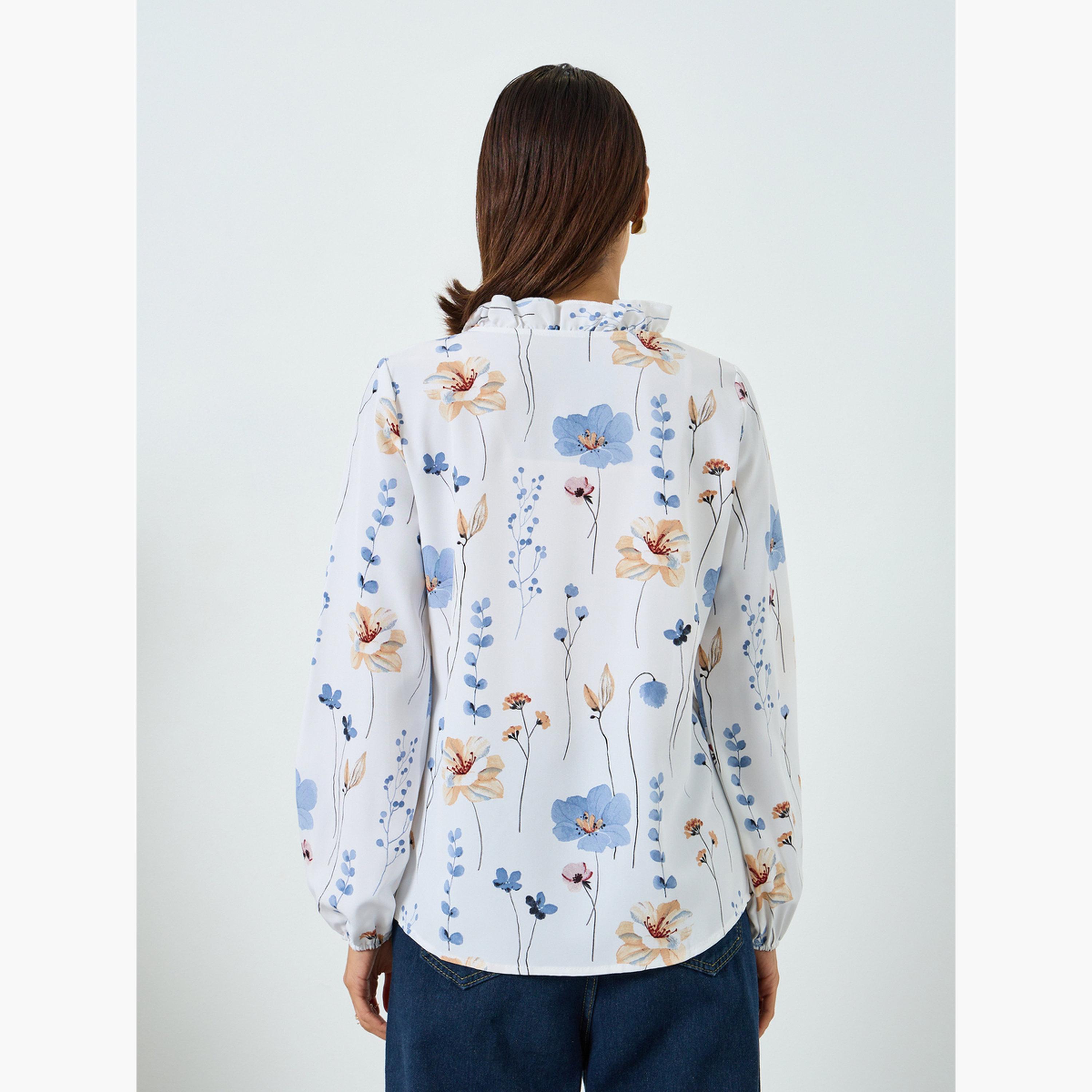 Take Two Women Floral Printed Ruffled Trim Top-women-clothing-shirtsandblouses-blouses-image-5