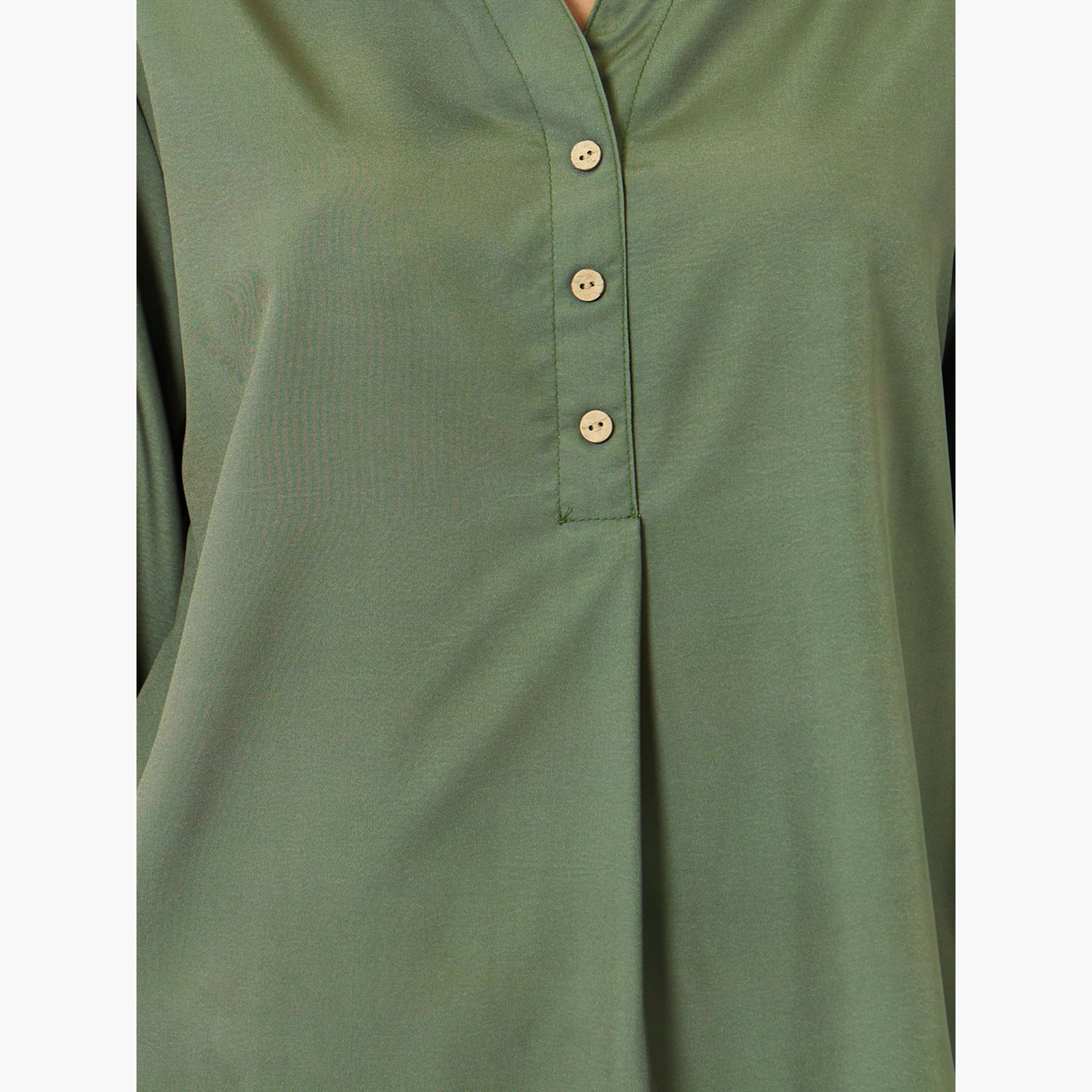 طقم بلوزة بأكمام قابلة للطي وبنطلون مطبوع بزهور-women-clothing-coordsets-image-5