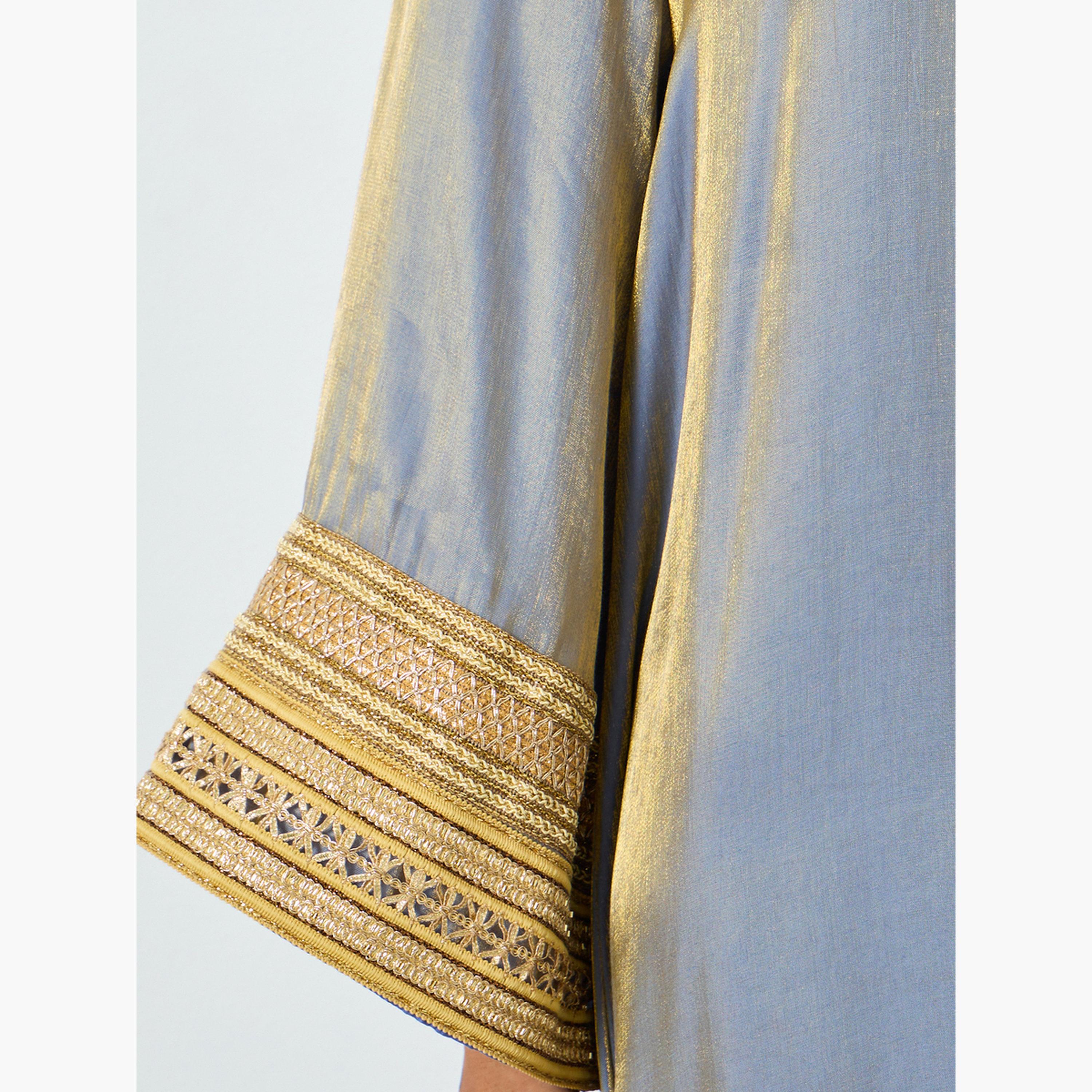 جلابية بأكمام طويلة متباينة وتفاصيل دانتيل-women-arabicclothing-jalabiyas-image-4