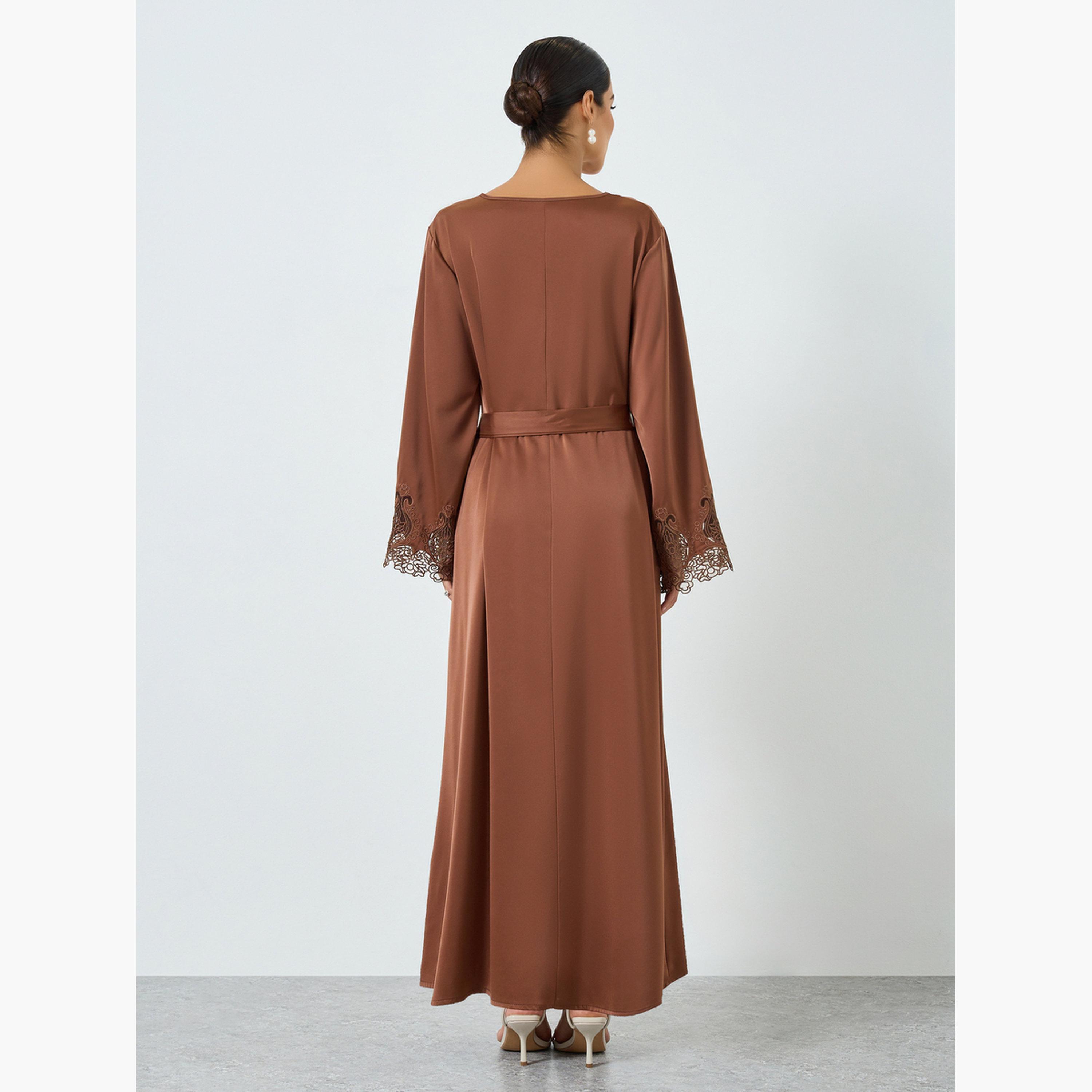 Take Two Women Long Sleeve with Lace Patch Jalabiya-women-arabicclothing-jalabiyas-image-5