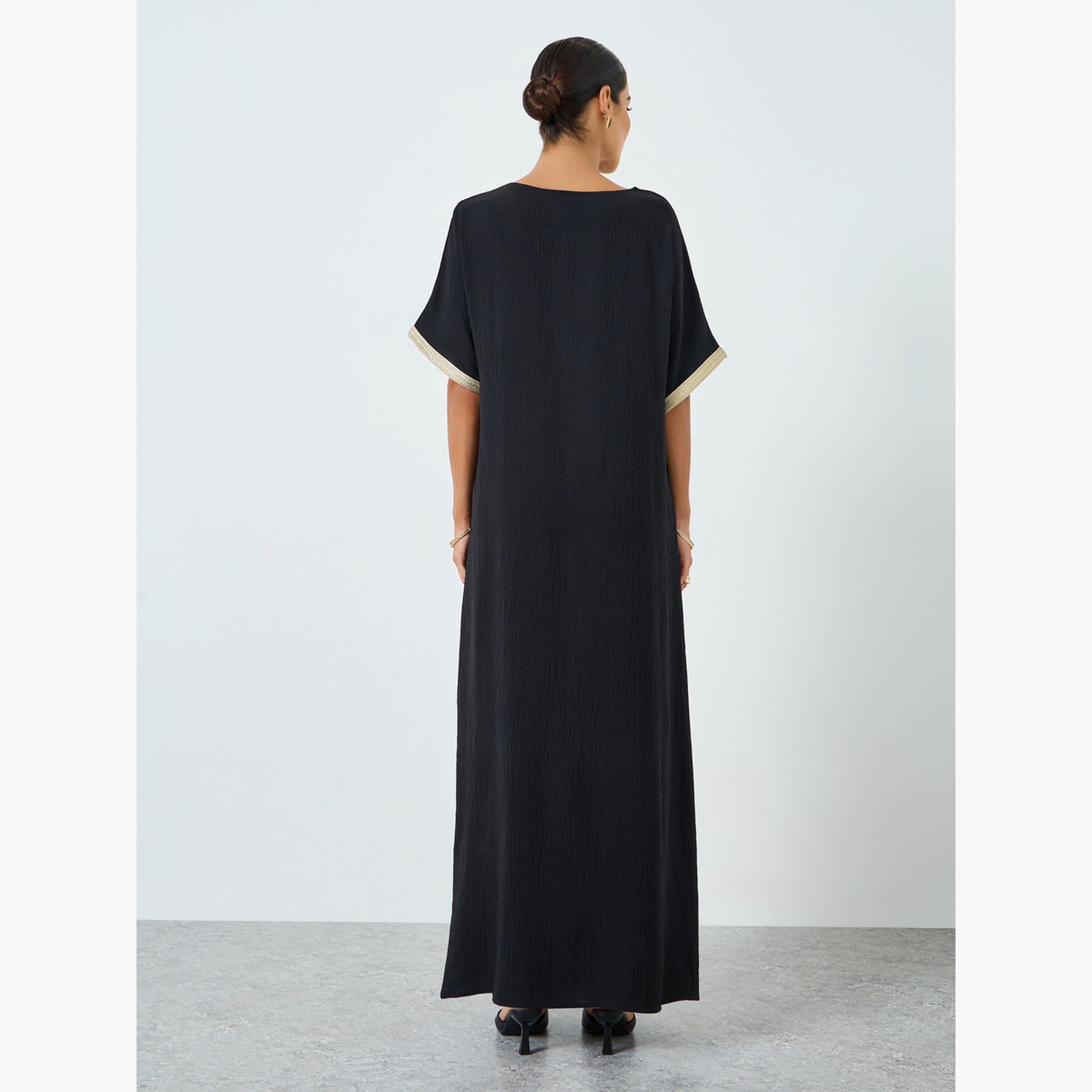 جلابية بياقة دائرية وتفاصيل زهور-women-arabicclothing-jalabiyas-image-5