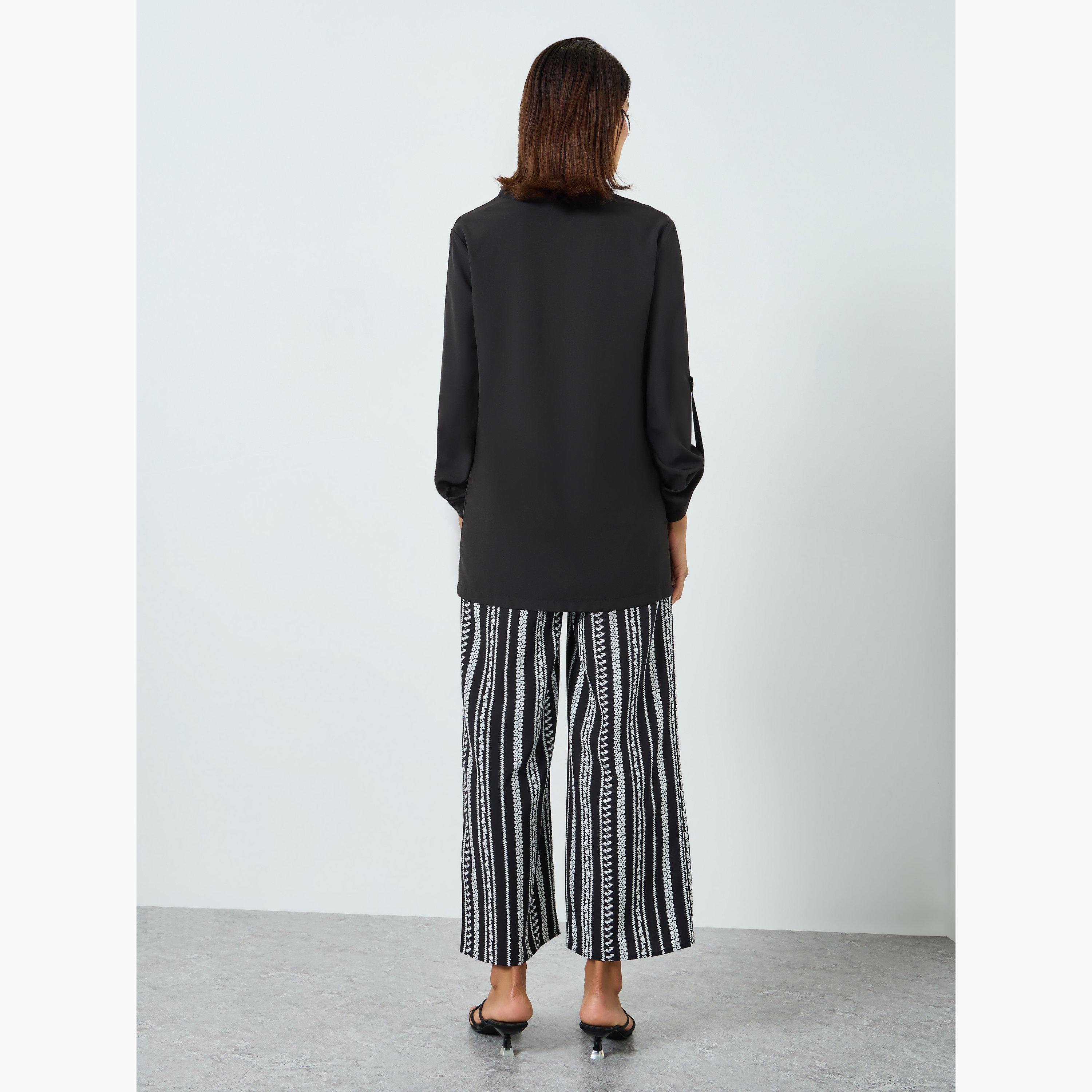 Take Two Women Black Solid Top and Striped Pants Co-Ords-women-clothing-coordsets-image-4