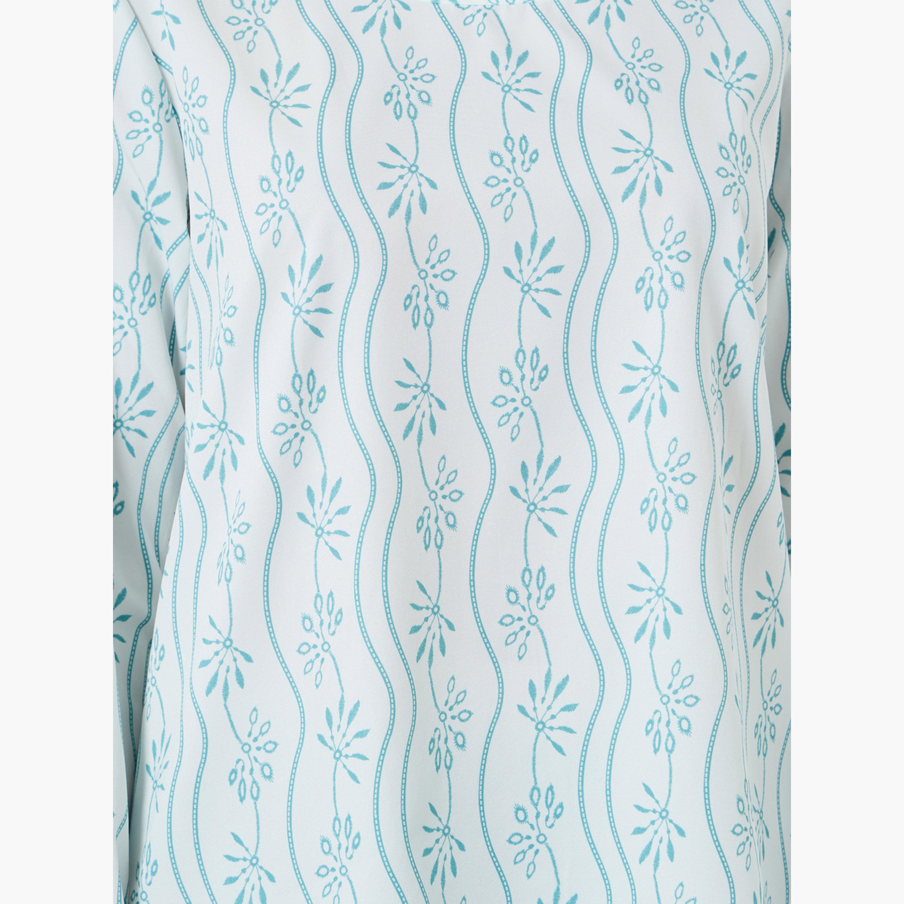 Take Two Women Printed Long Sleeve Top and Textured Pants Co-Ords-women-clothing-coordsets-image-5