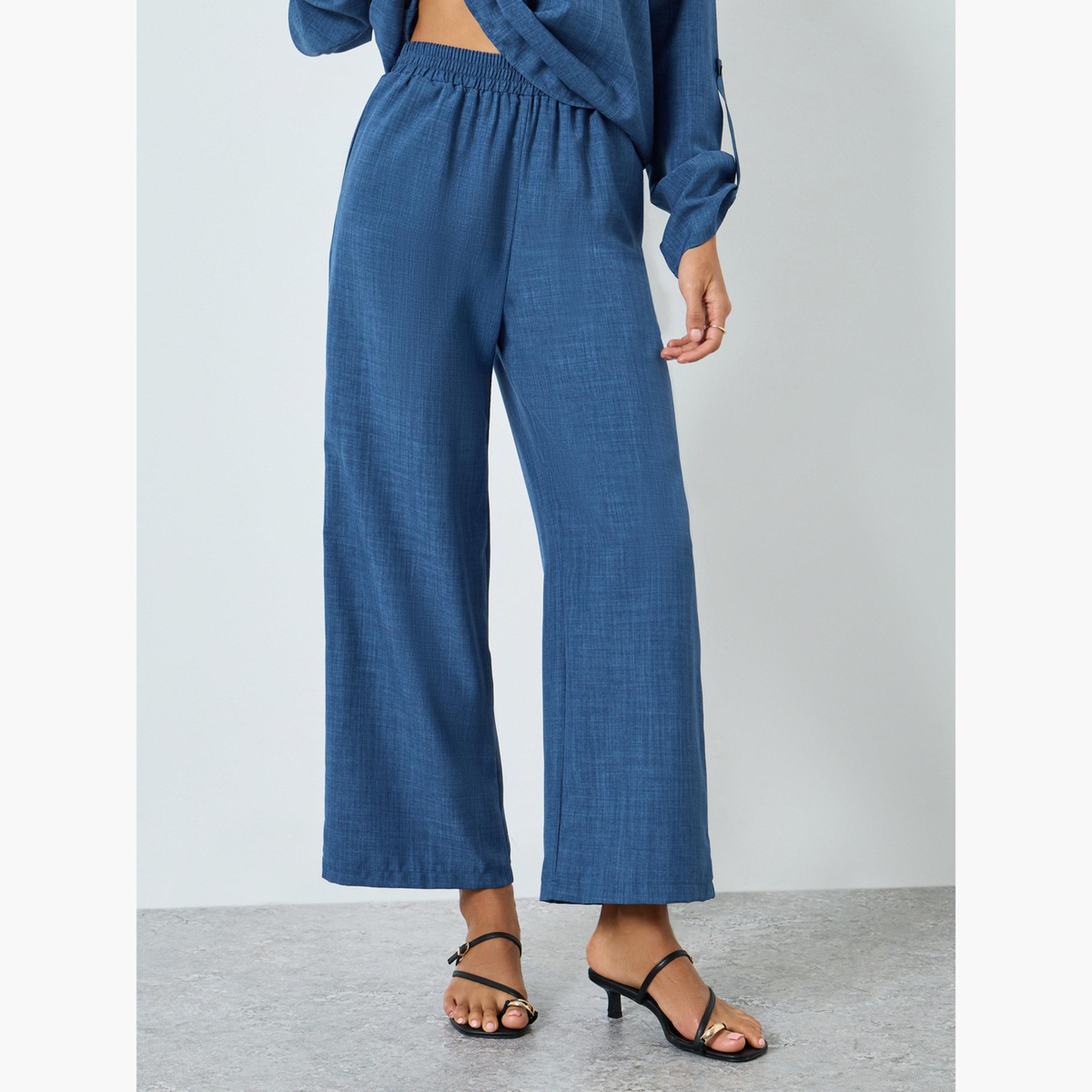 Take Two Women Solid V Neck Top and Elastic Waist Pants Co-Ords-women-clothing-coordsets-image-4