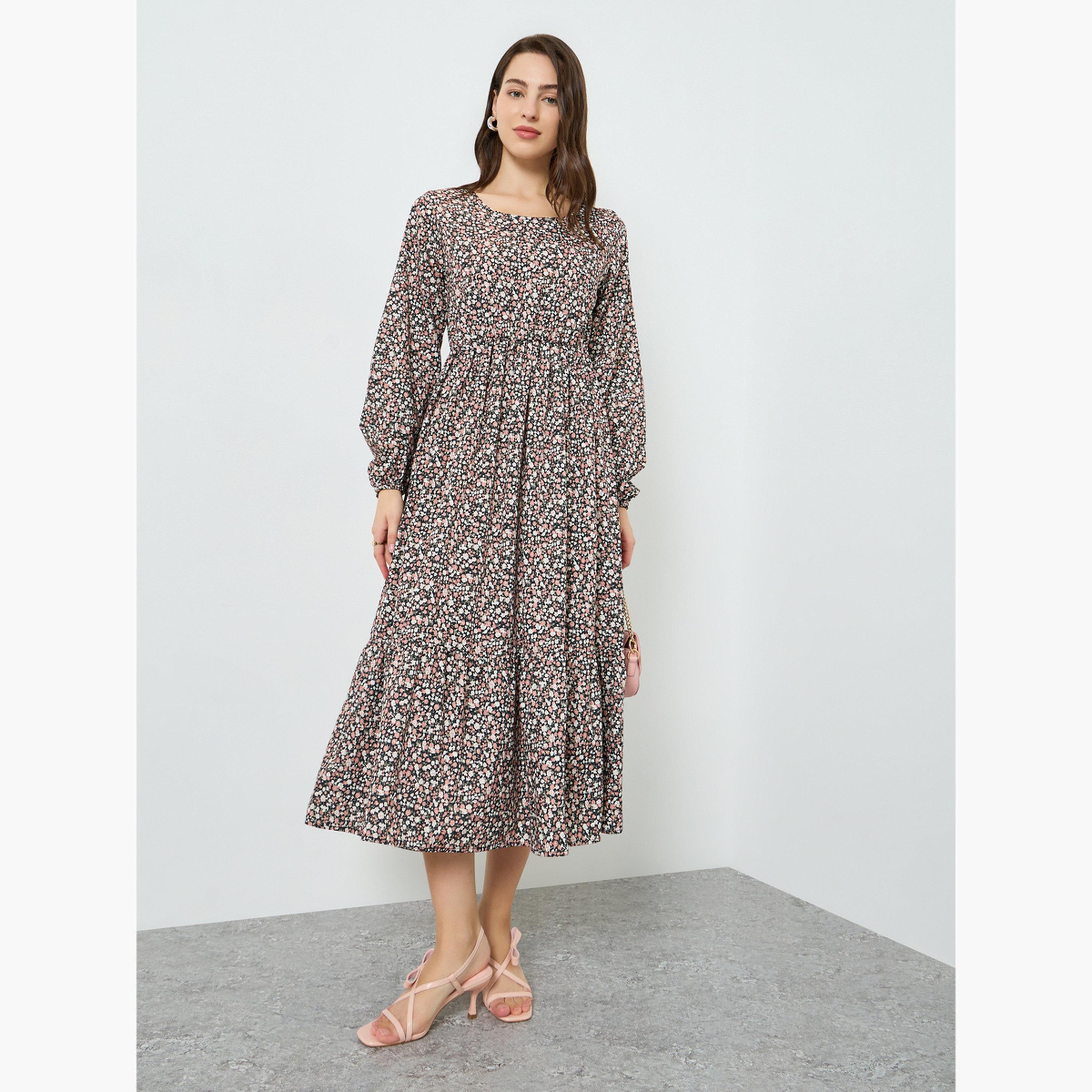Take Two Women Floral Printed Balloon Sleeve Midi Dress-women-clothing-dresses-image-1
