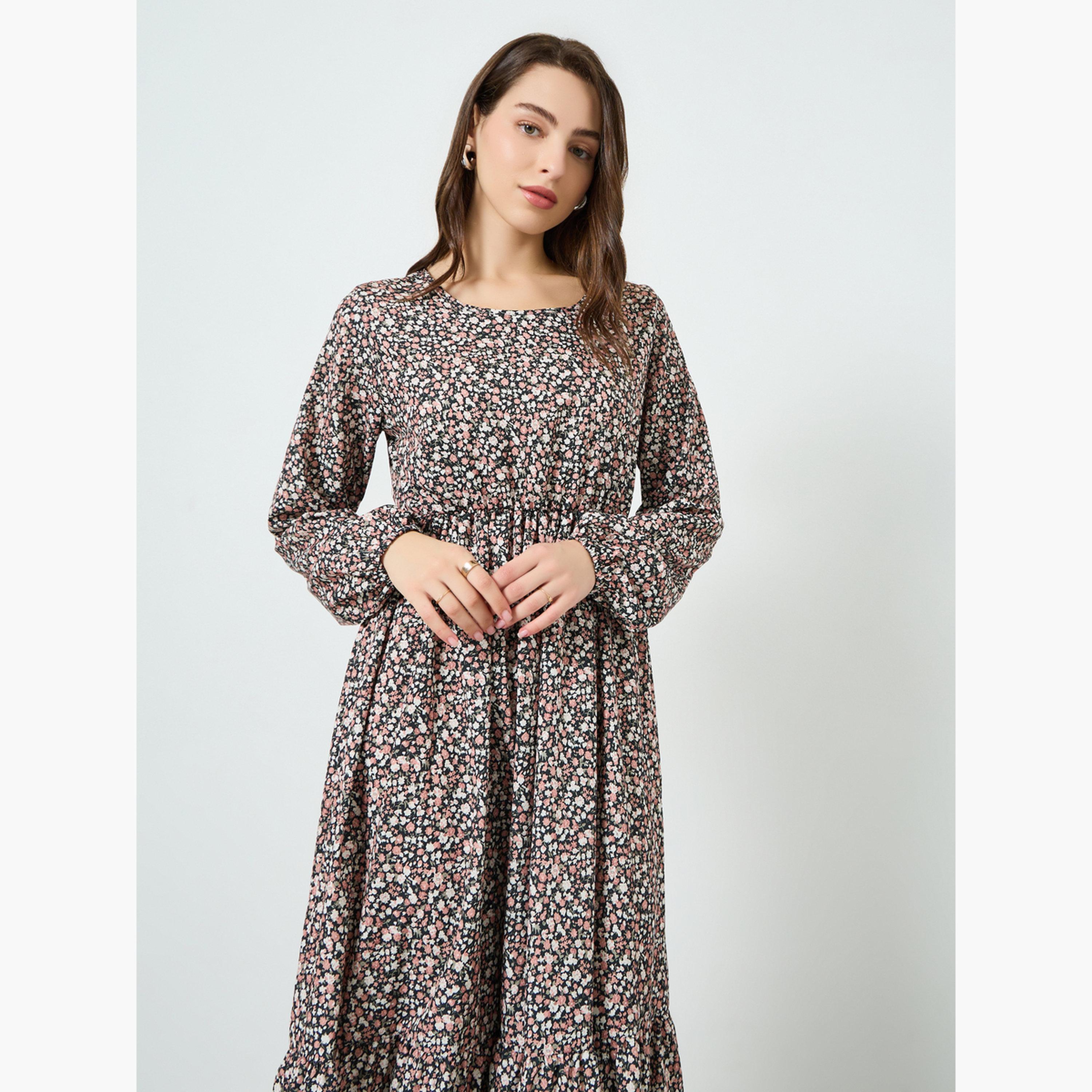 Take Two Women Floral Printed Balloon Sleeve Midi Dress-women-clothing-dresses-image-2