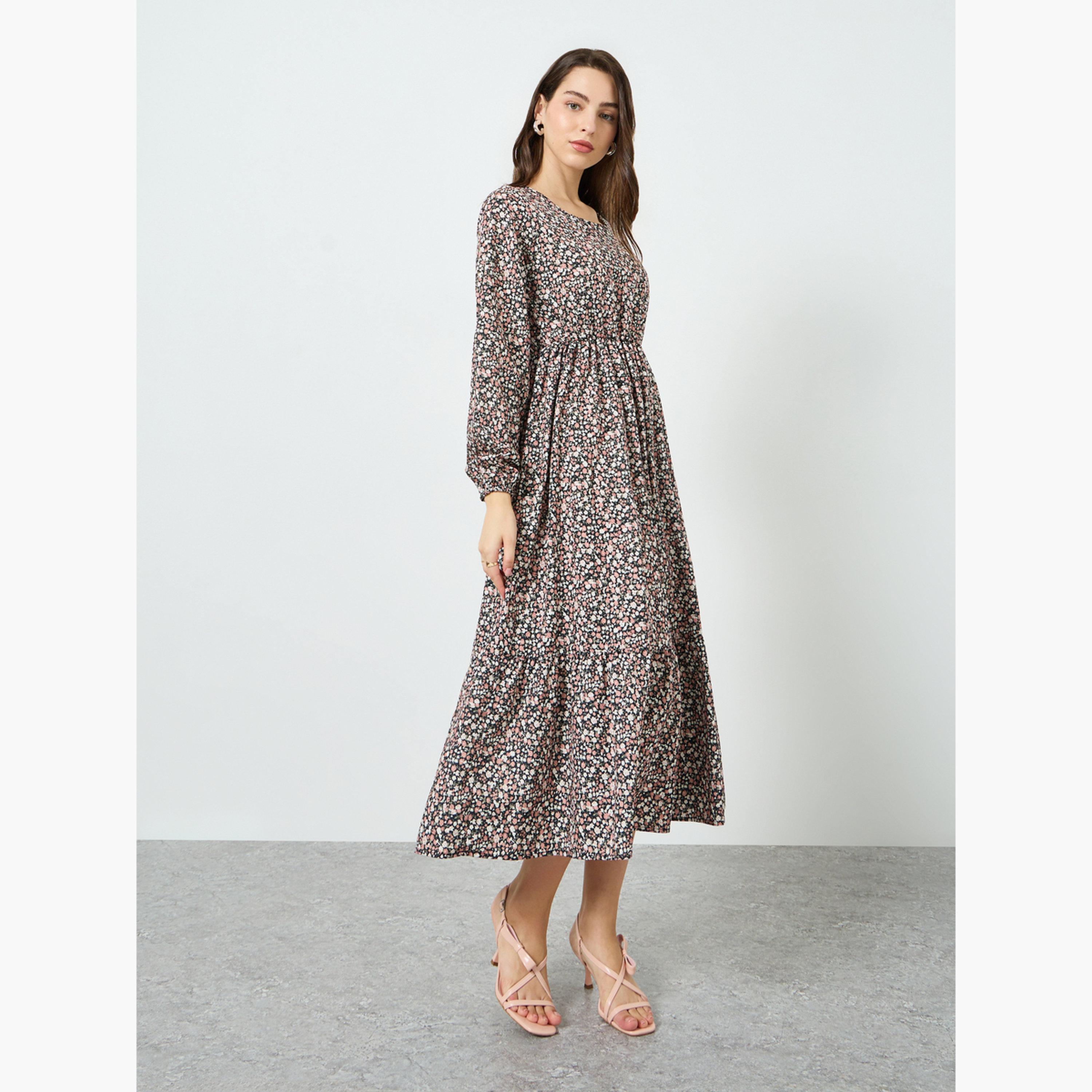 Take Two Women Floral Printed Balloon Sleeve Midi Dress-women-clothing-dresses-image-3