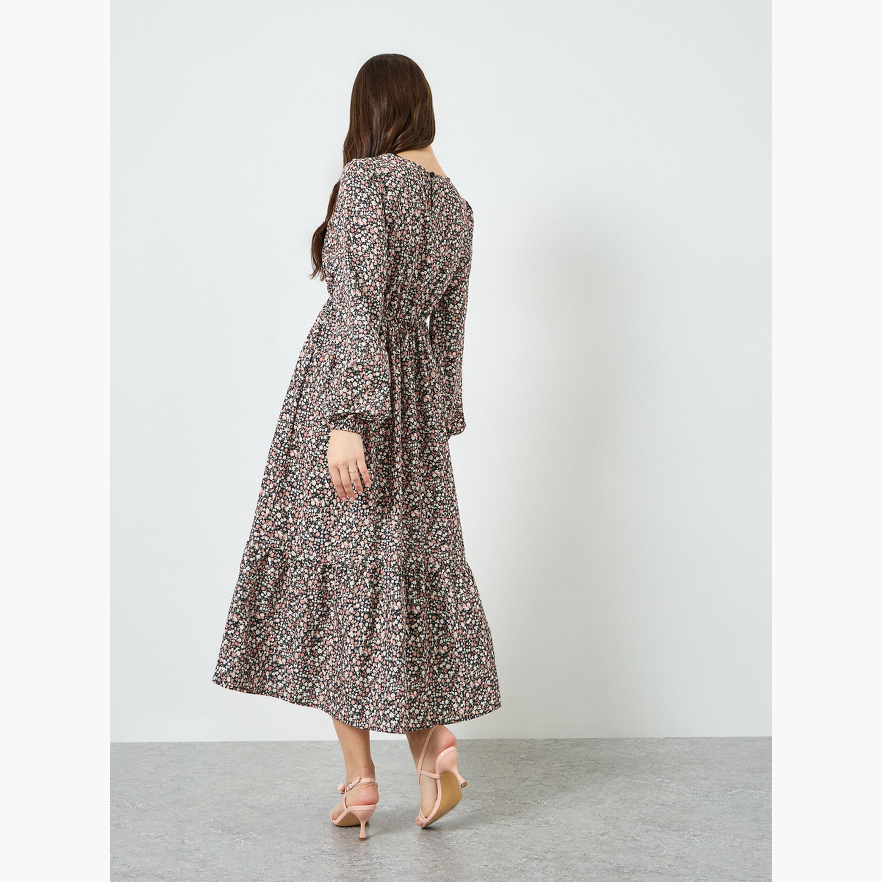 Take Two Women Floral Printed Balloon Sleeve Midi Dress-women-clothing-dresses-image-4