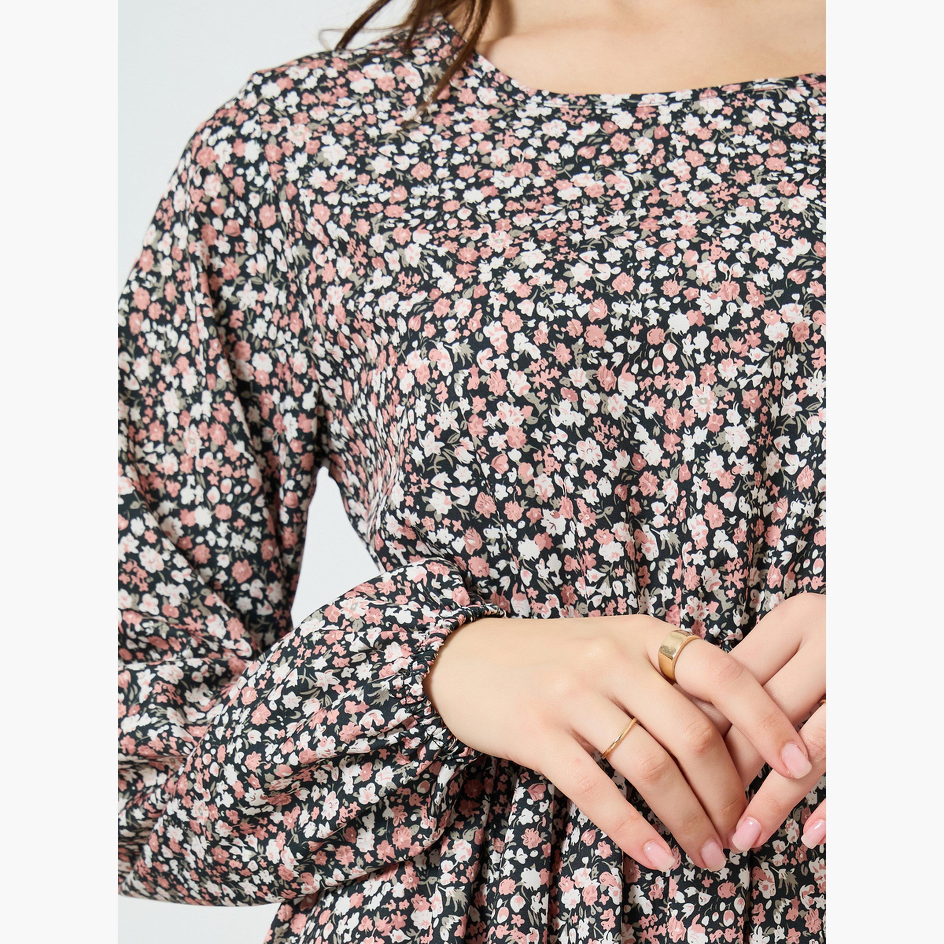 Take Two Women Floral Printed Balloon Sleeve Midi Dress-women-clothing-dresses-image-5