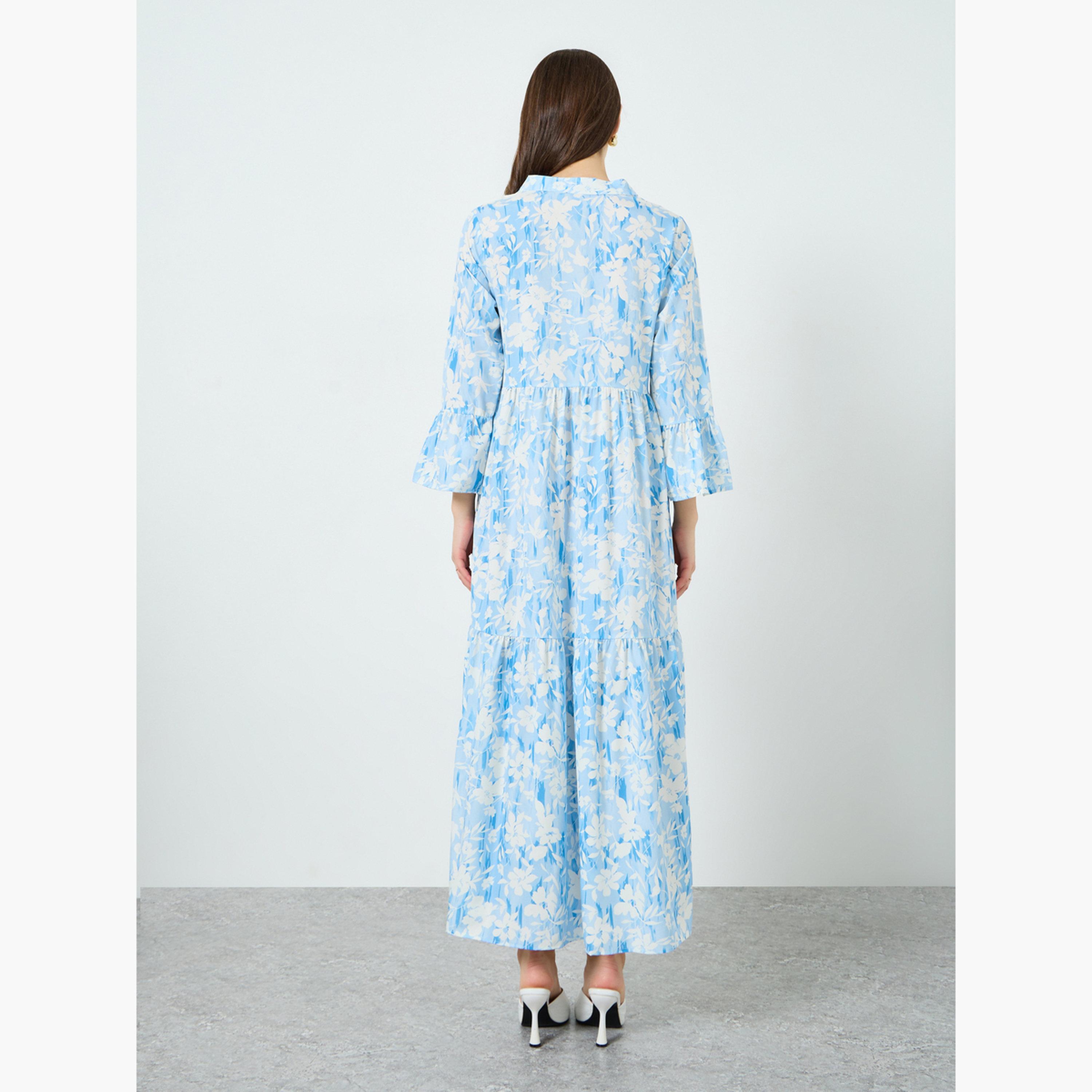 Take Two Women Floral Printed Open Collar Pleated Midi Dress-women-clothing-dresses-image-4
