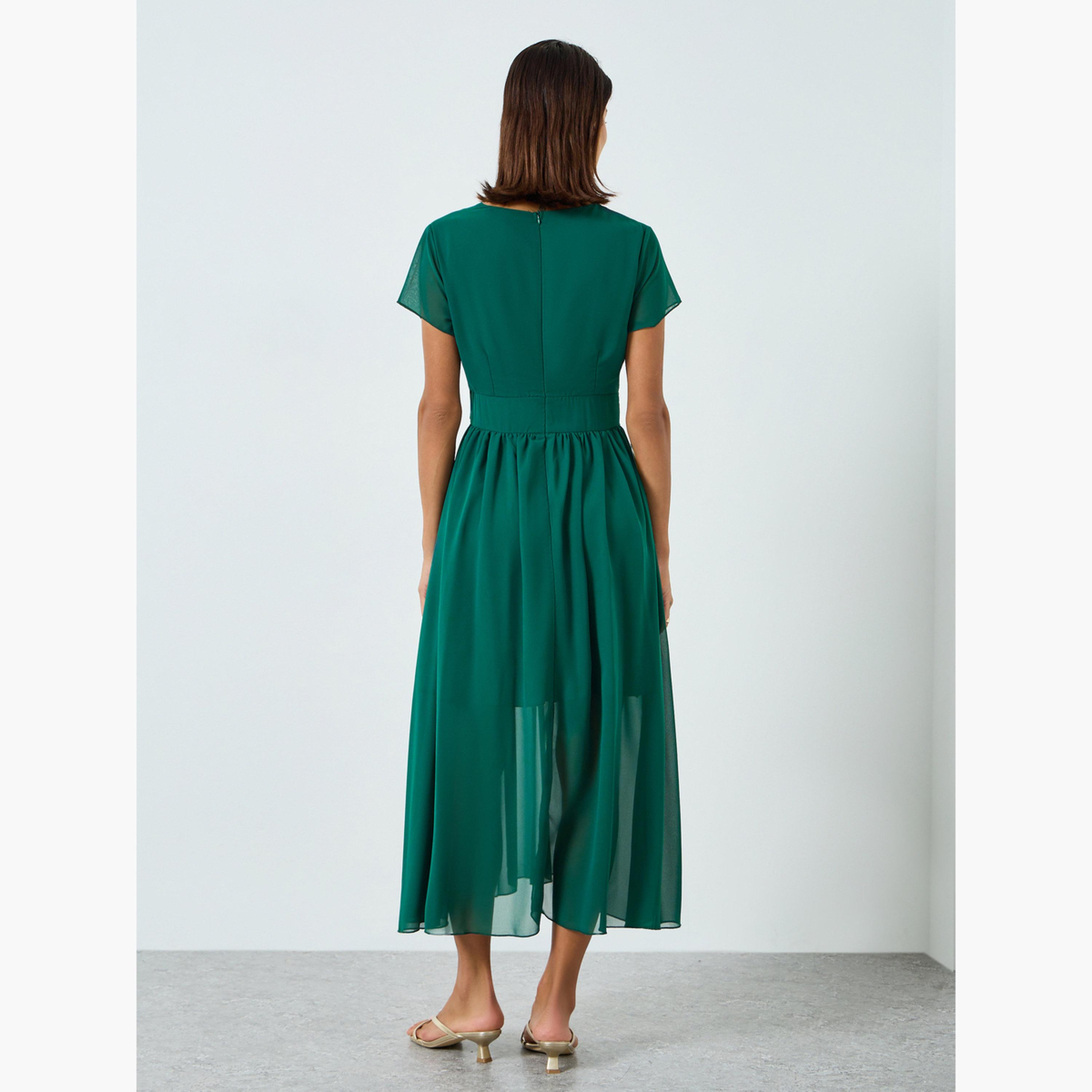 فستان طويل بخصر مُجسم وكسرات-women-clothing-dresses-image-4