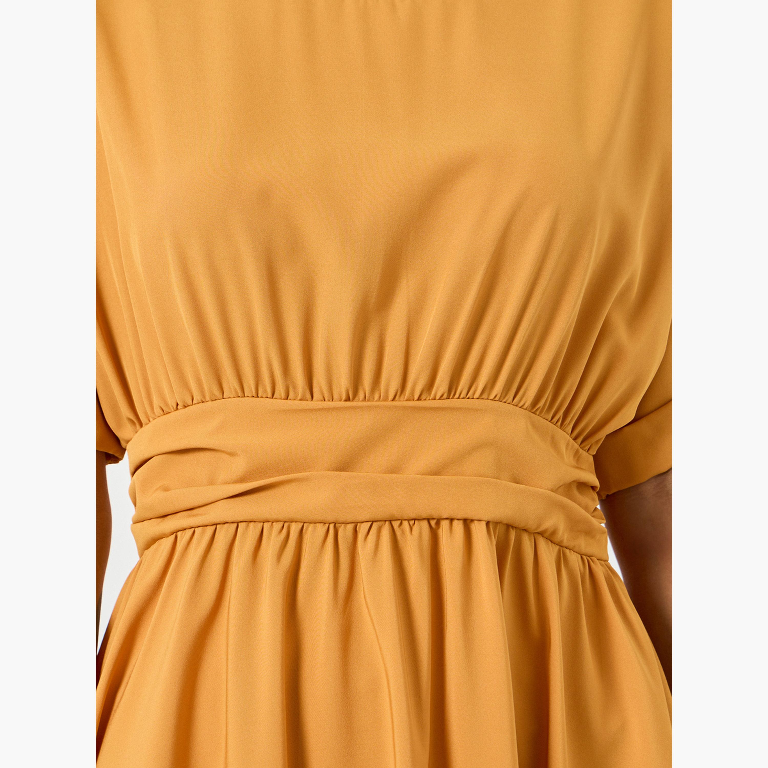 Take Two Women Yellow Round Neck Fitted Waist Maxi Dress-women-clothing-dresses-image-5