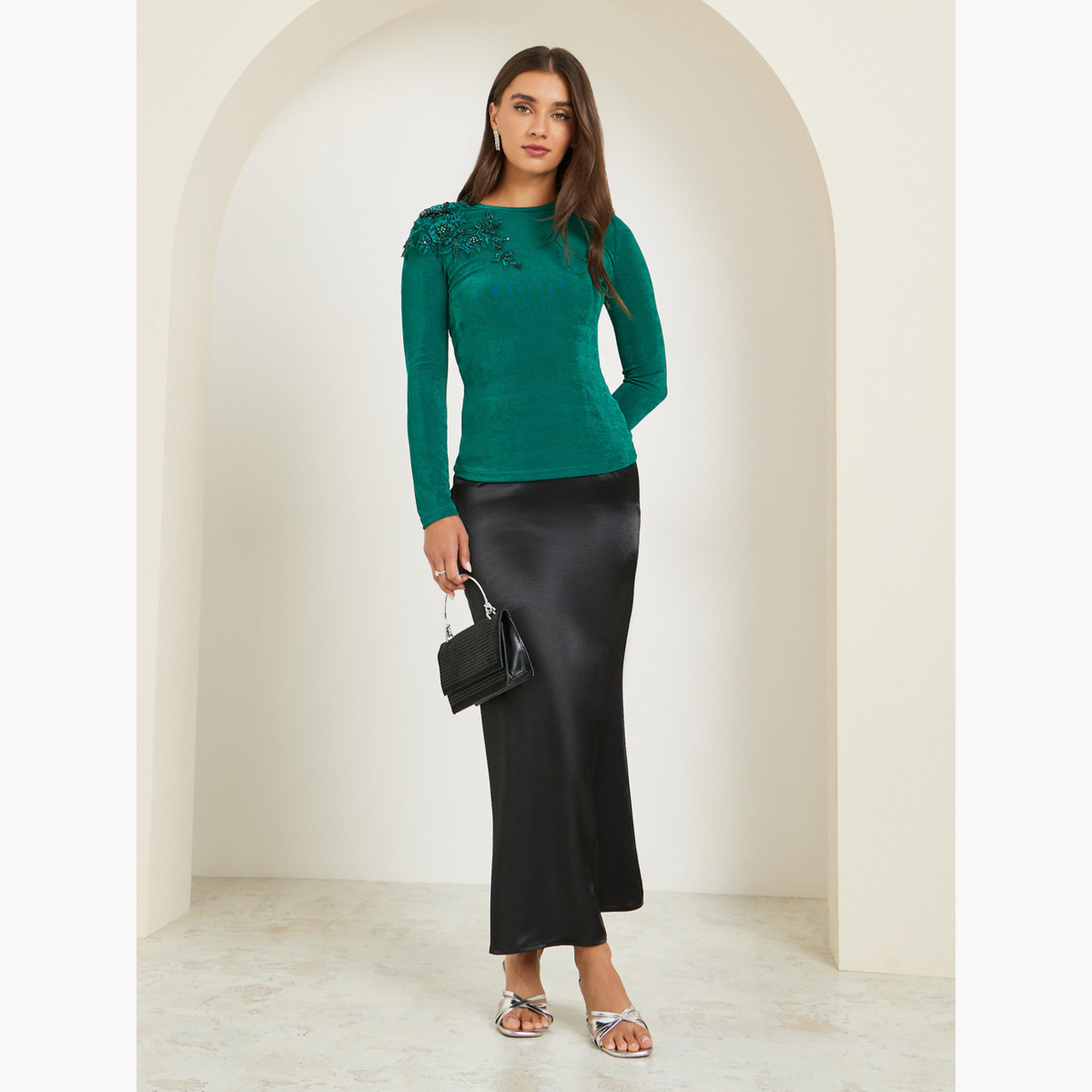Styli Women Sequined Patch Knit Top-women-clothing-shirtsandblouses-blouses-image-2