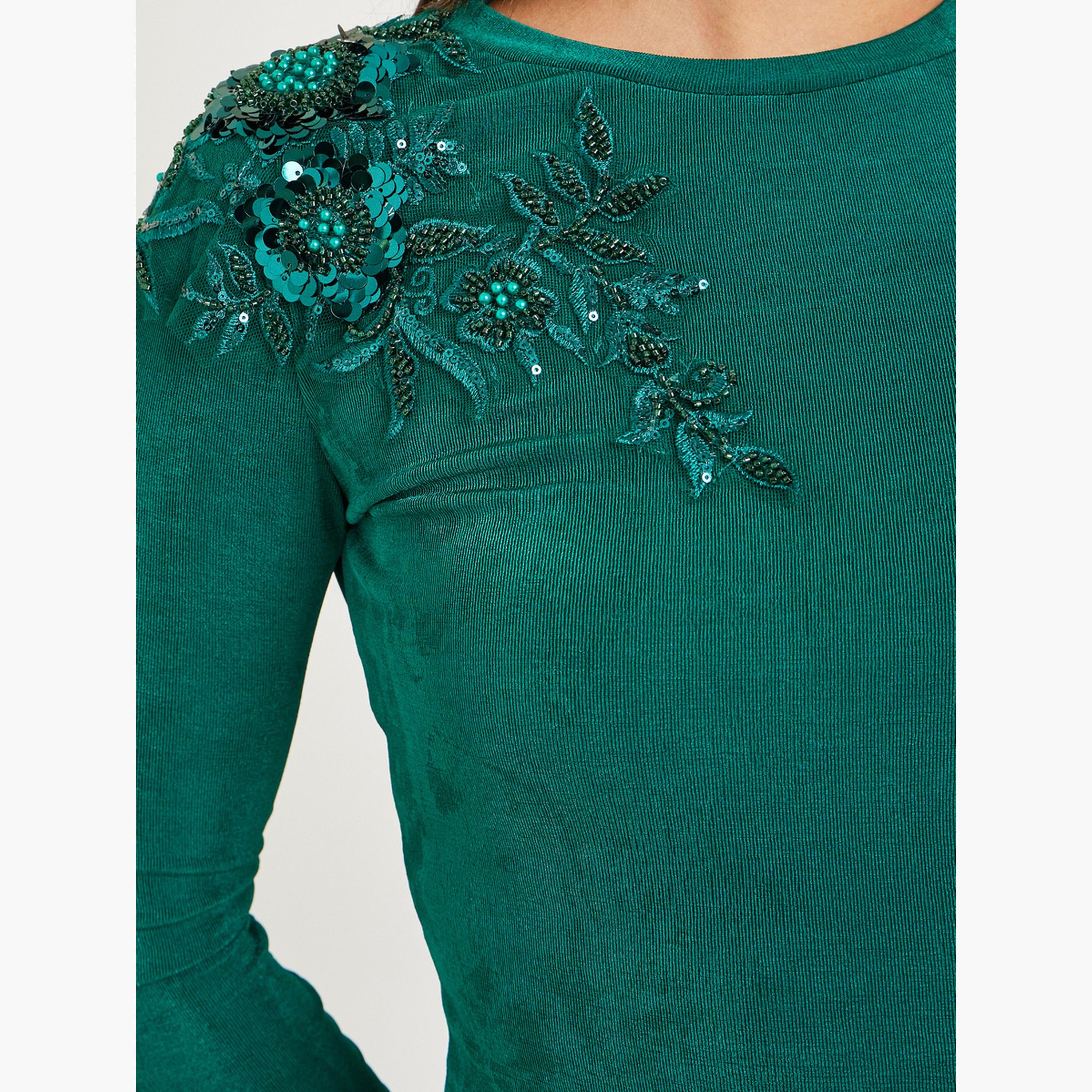 Styli Women Sequined Patch Knit Top-women-clothing-shirtsandblouses-blouses-image-3