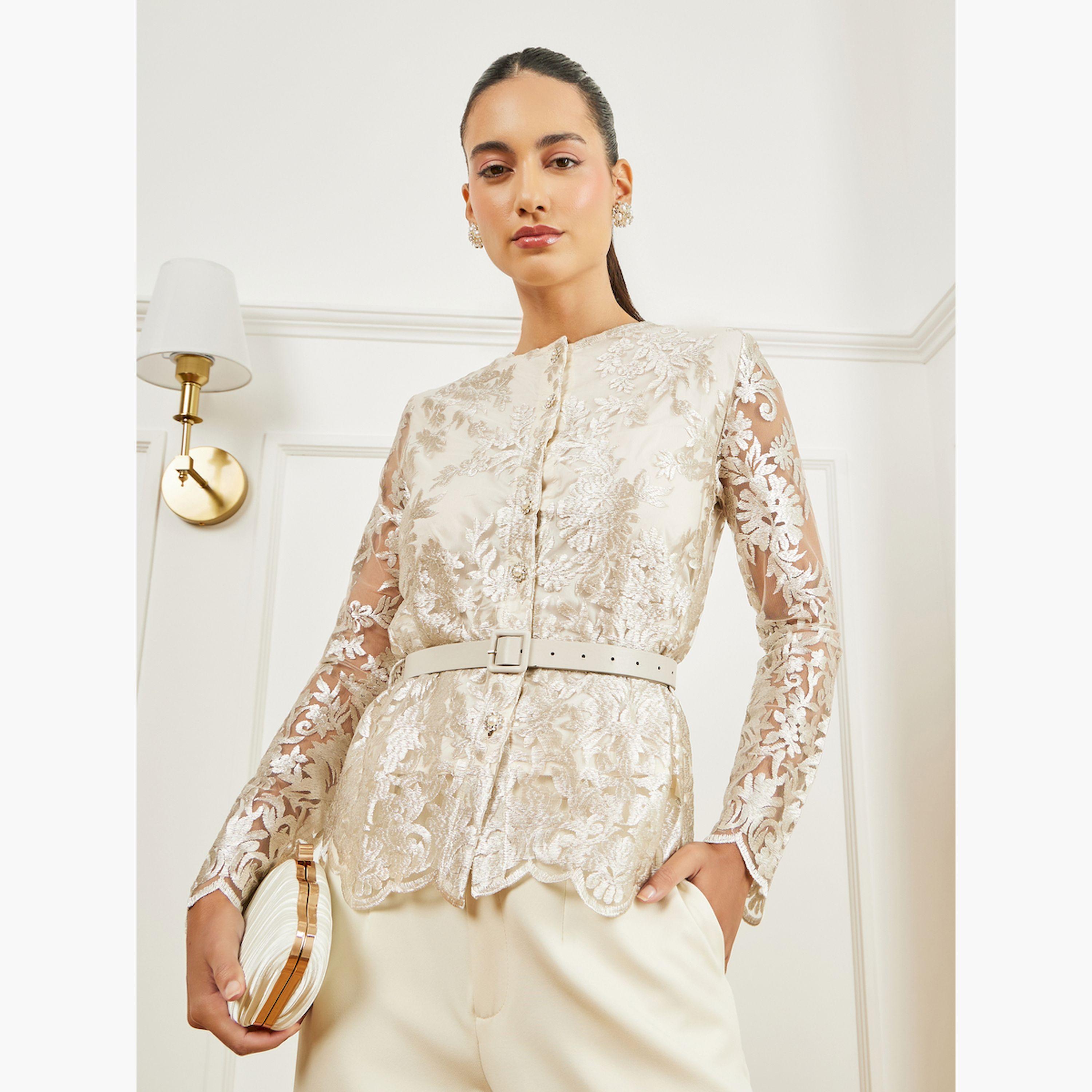 بلوزة بيبلوم دانتيل بأكمام طويلة-women-clothing-shirtsandblouses-blouses-image-1