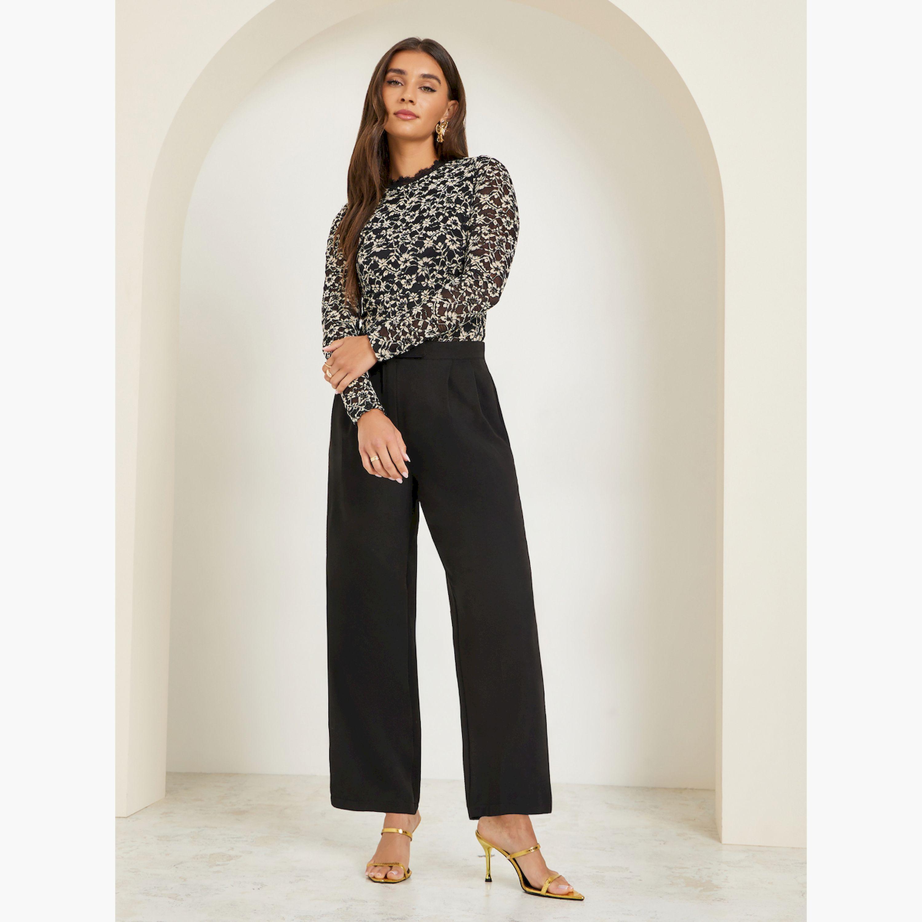 Styli Black Lace Long Sleeve Blouse-women-clothing-shirtsandblouses-blouses-image-2