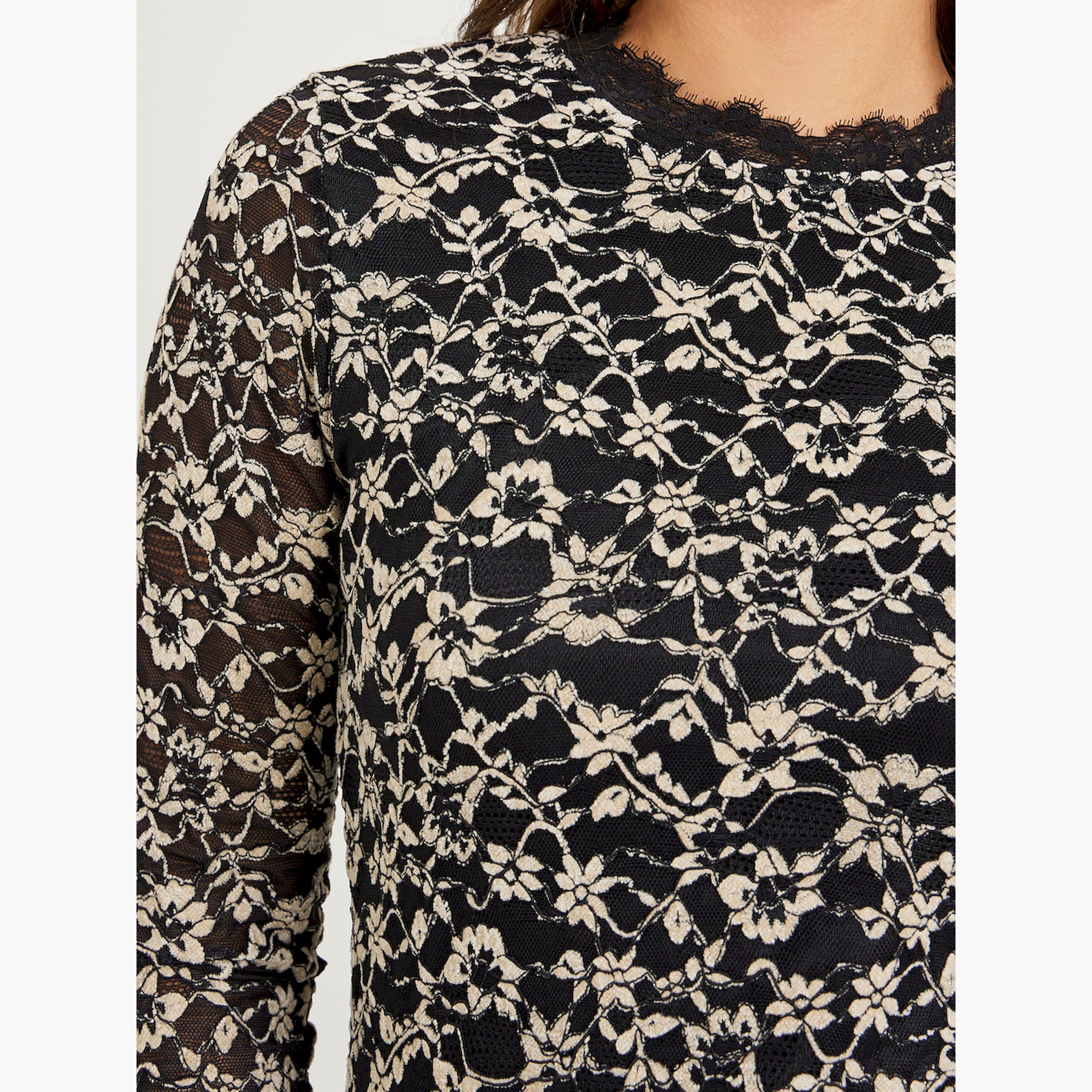 Styli Black Lace Long Sleeve Blouse-women-clothing-shirtsandblouses-blouses-image-5