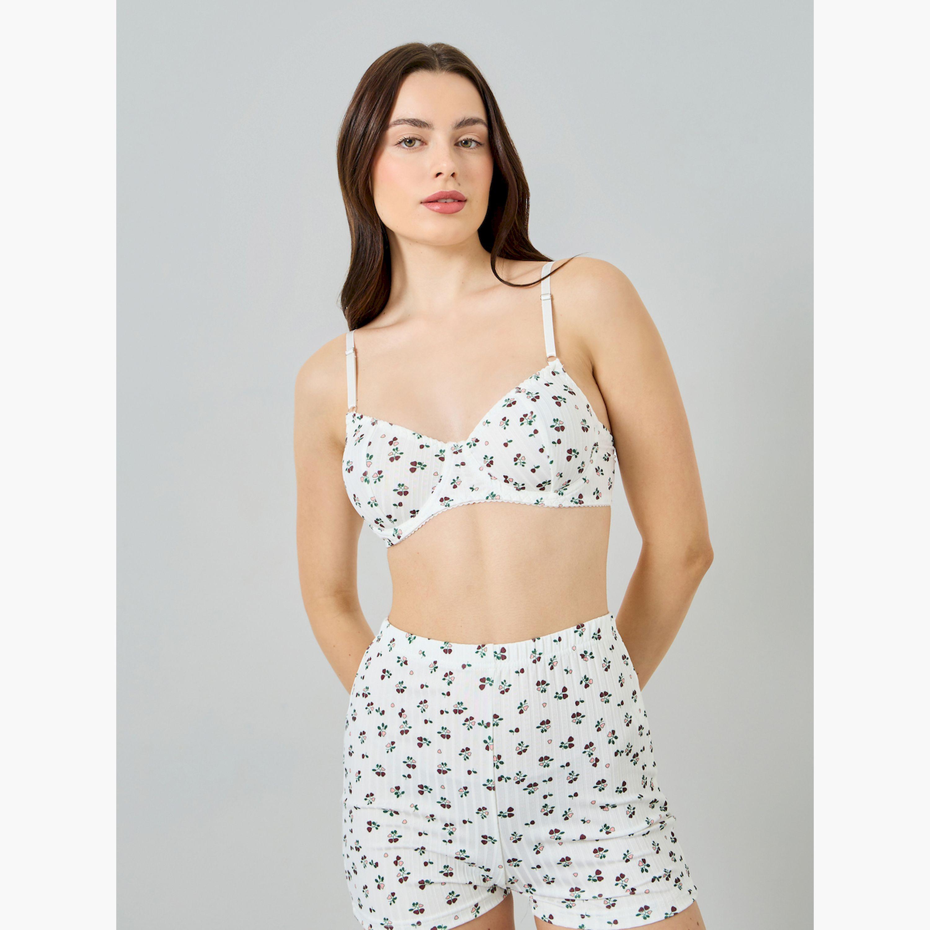 عبوة من 3 قطع طقم حمالة صدر غير مبطنة وشورت وكارديغان بطبعة زهور-women-clothing-lingerie-lingeriesets-image-5