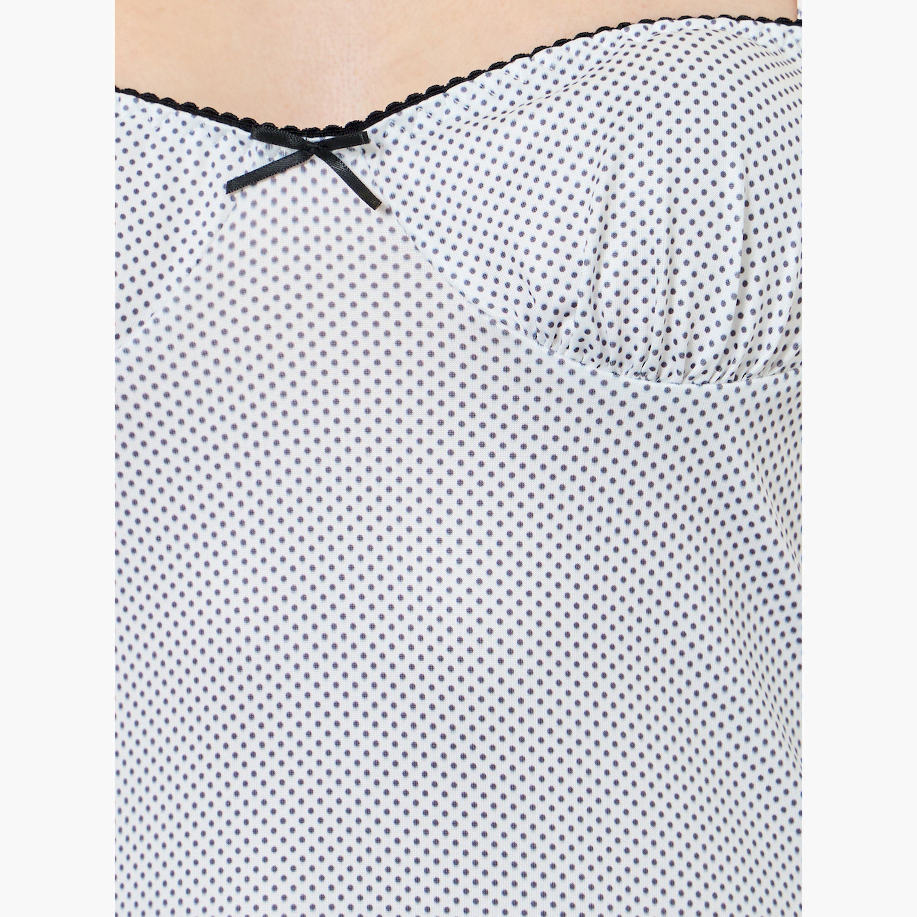 طقم فستان نوم وسروال داخلي بطبعة نقاط-women-clothing-lingerie-lingeriesets-image-4