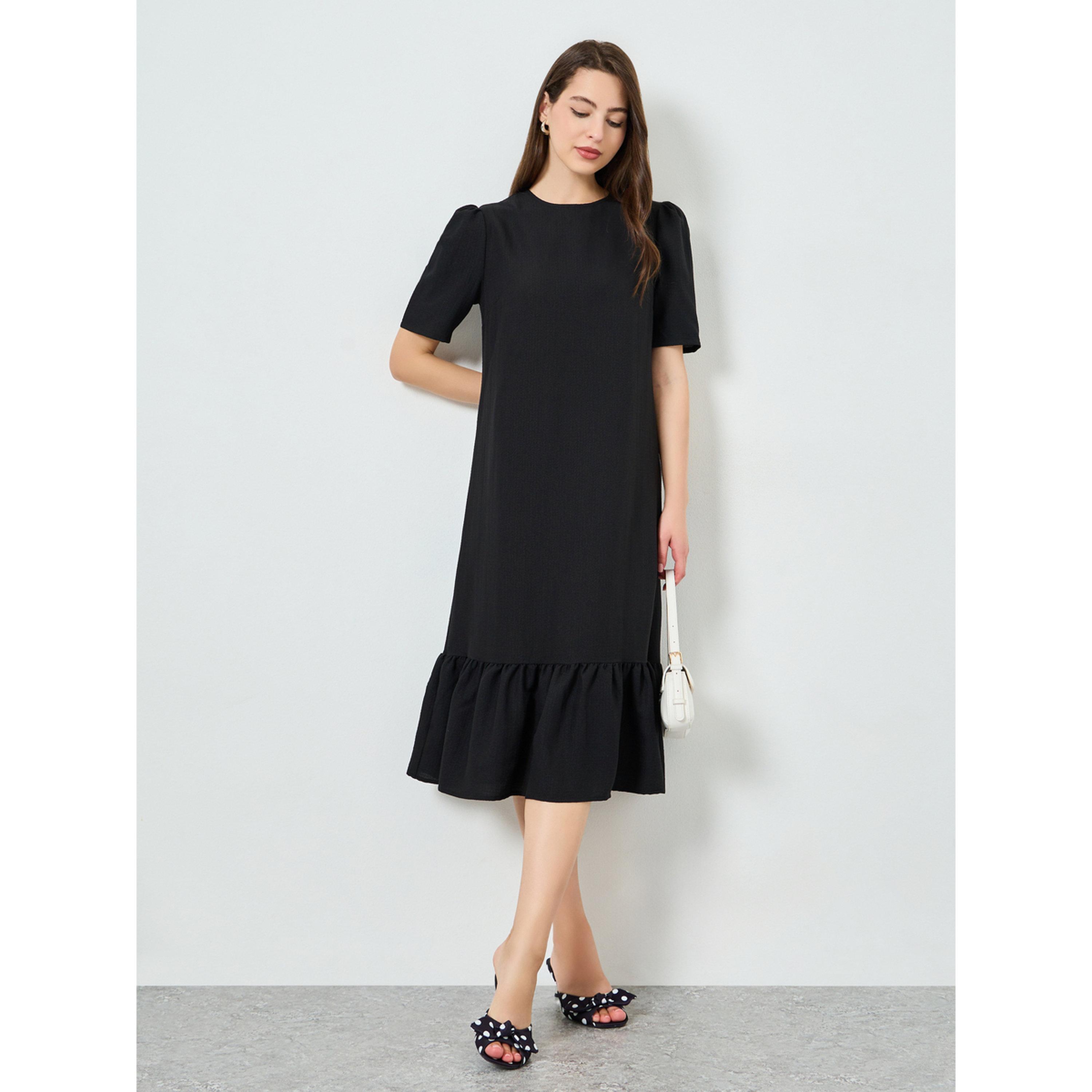 فستان ميدي شيفت وأكمام قصيرة-women-clothing-dresses-image-1